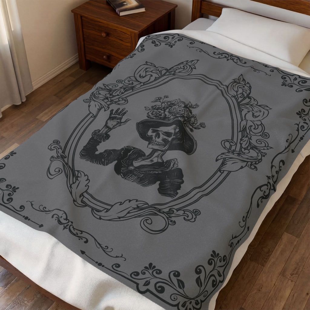 Victorian Skeleton Throw Blanket — Gothic Dark Academia Home Decor