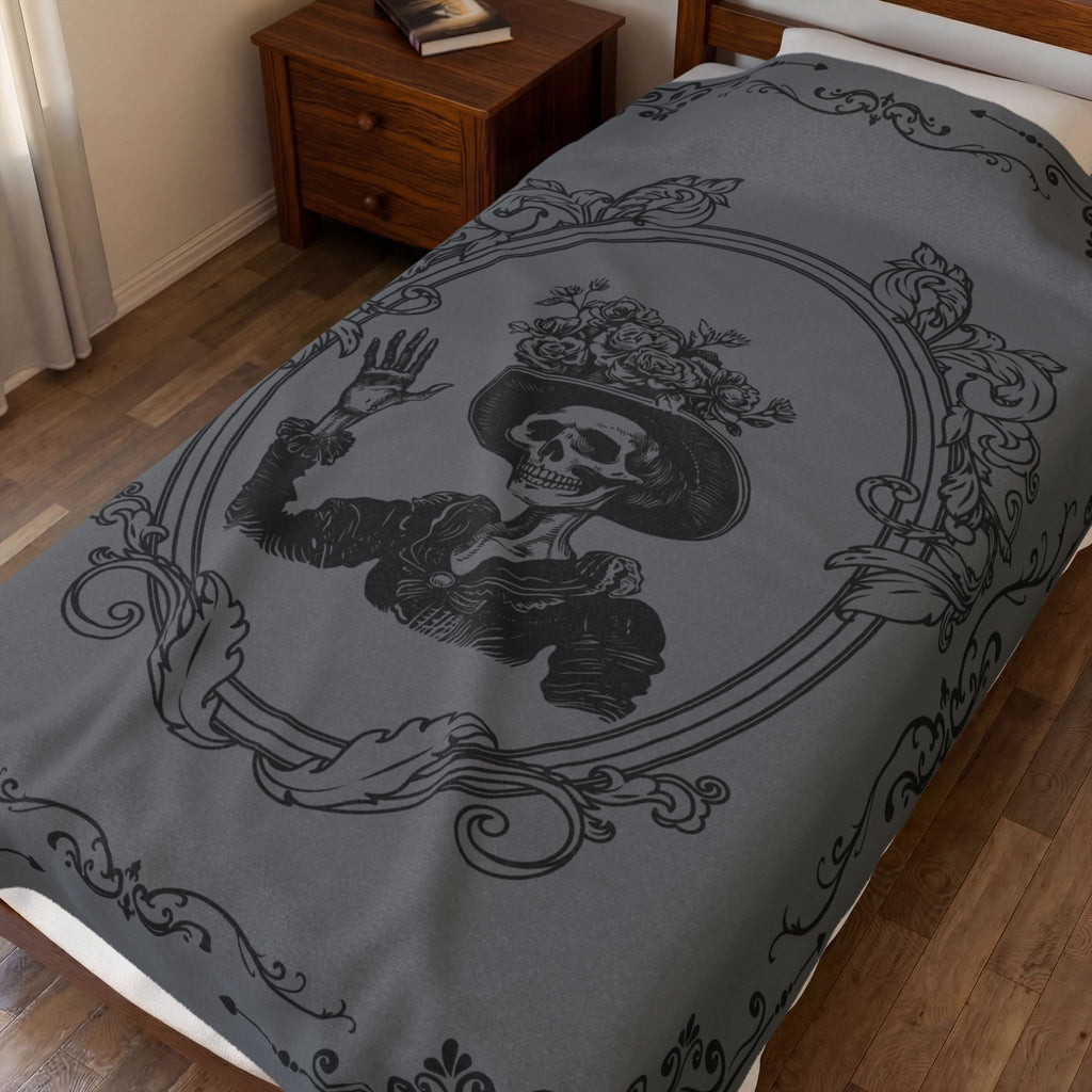 Victorian Skeleton Throw Blanket — Gothic Dark Academia Home Decor