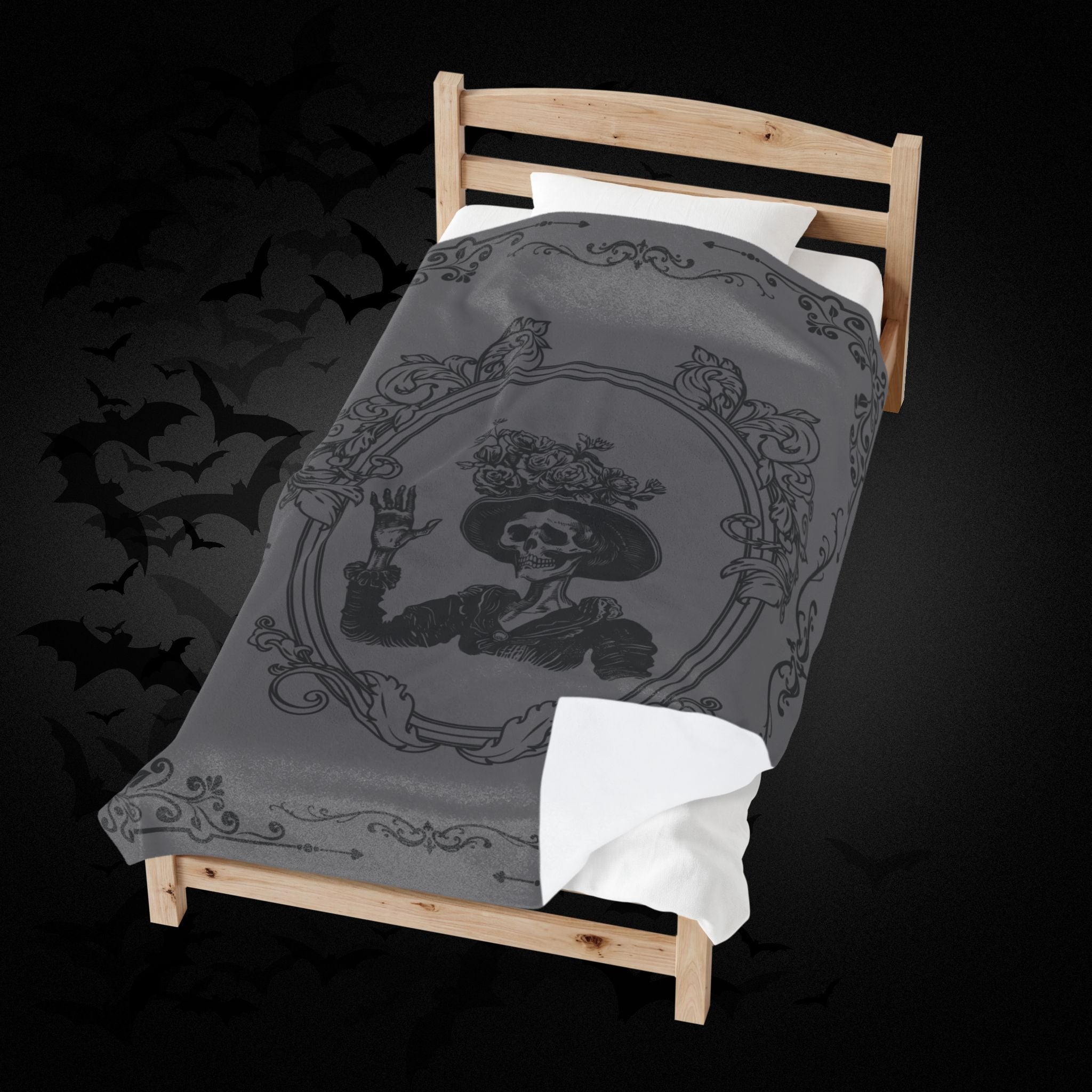 Victorian Skeleton Throw Blanket — Gothic Dark Academia Home Decor