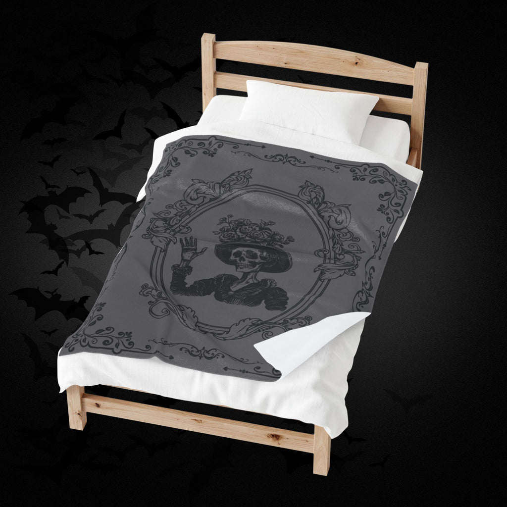 Victorian Skeleton Throw Blanket — Gothic Dark Academia Home Decor