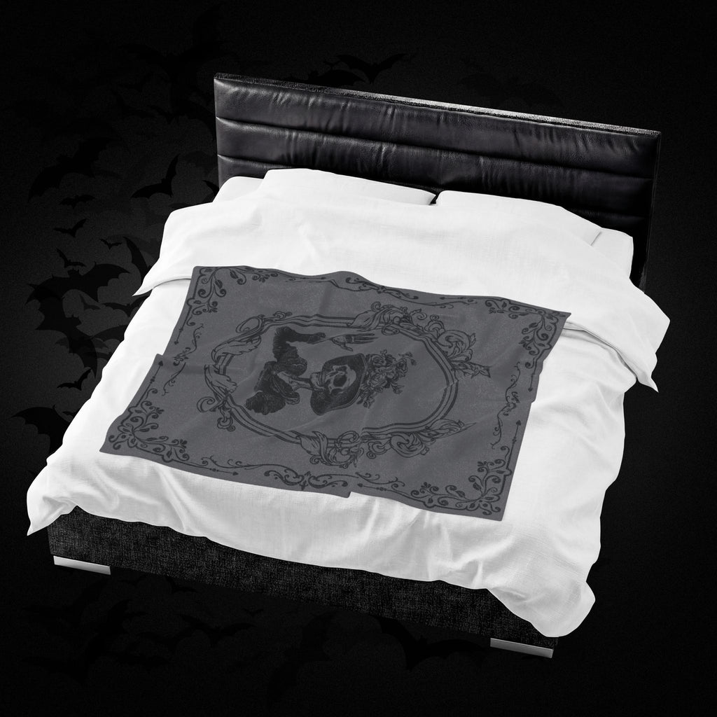 Victorian Skeleton Throw Blanket — Gothic Dark Academia Home Decor