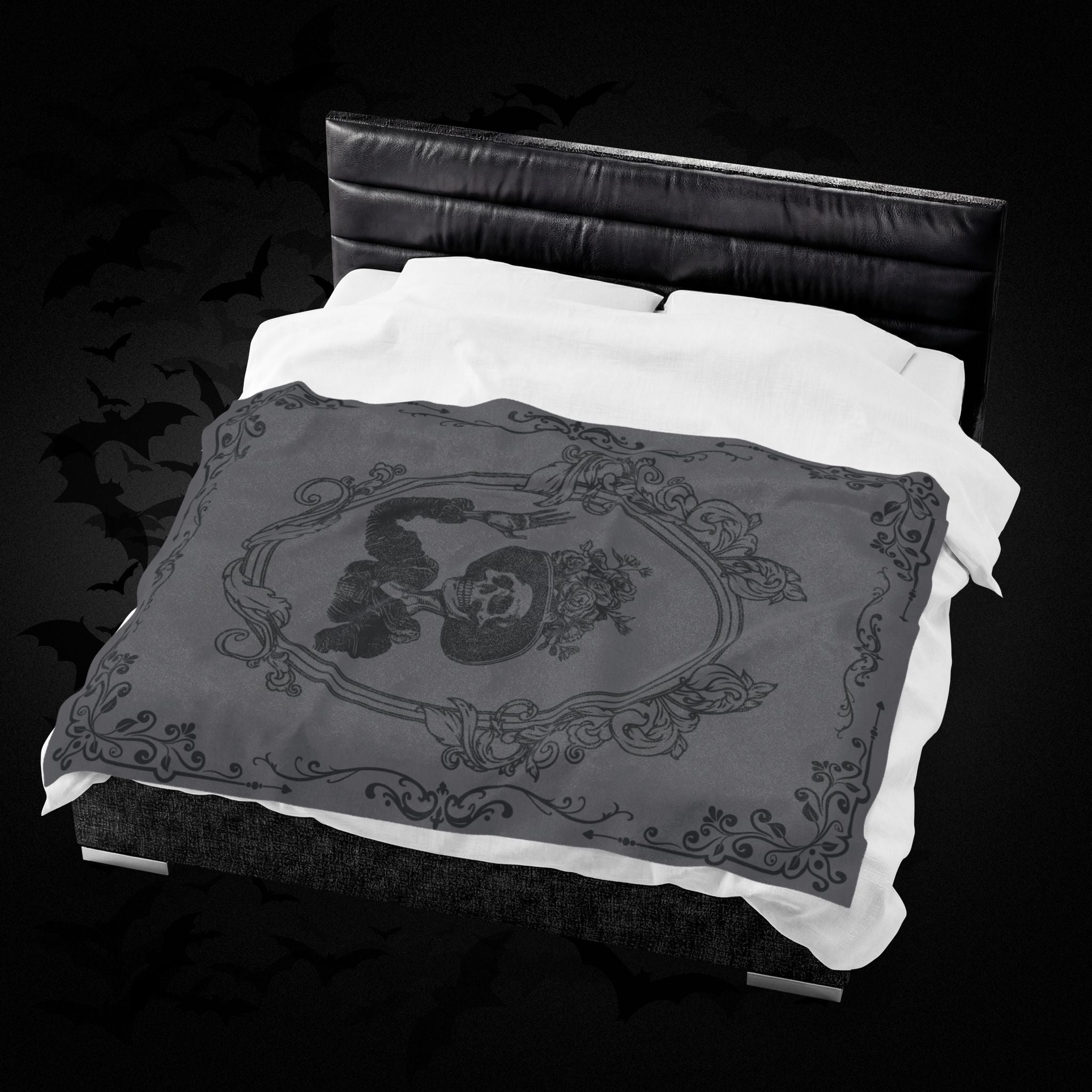 Victorian Skeleton Throw Blanket — Gothic Dark Academia Home Decor