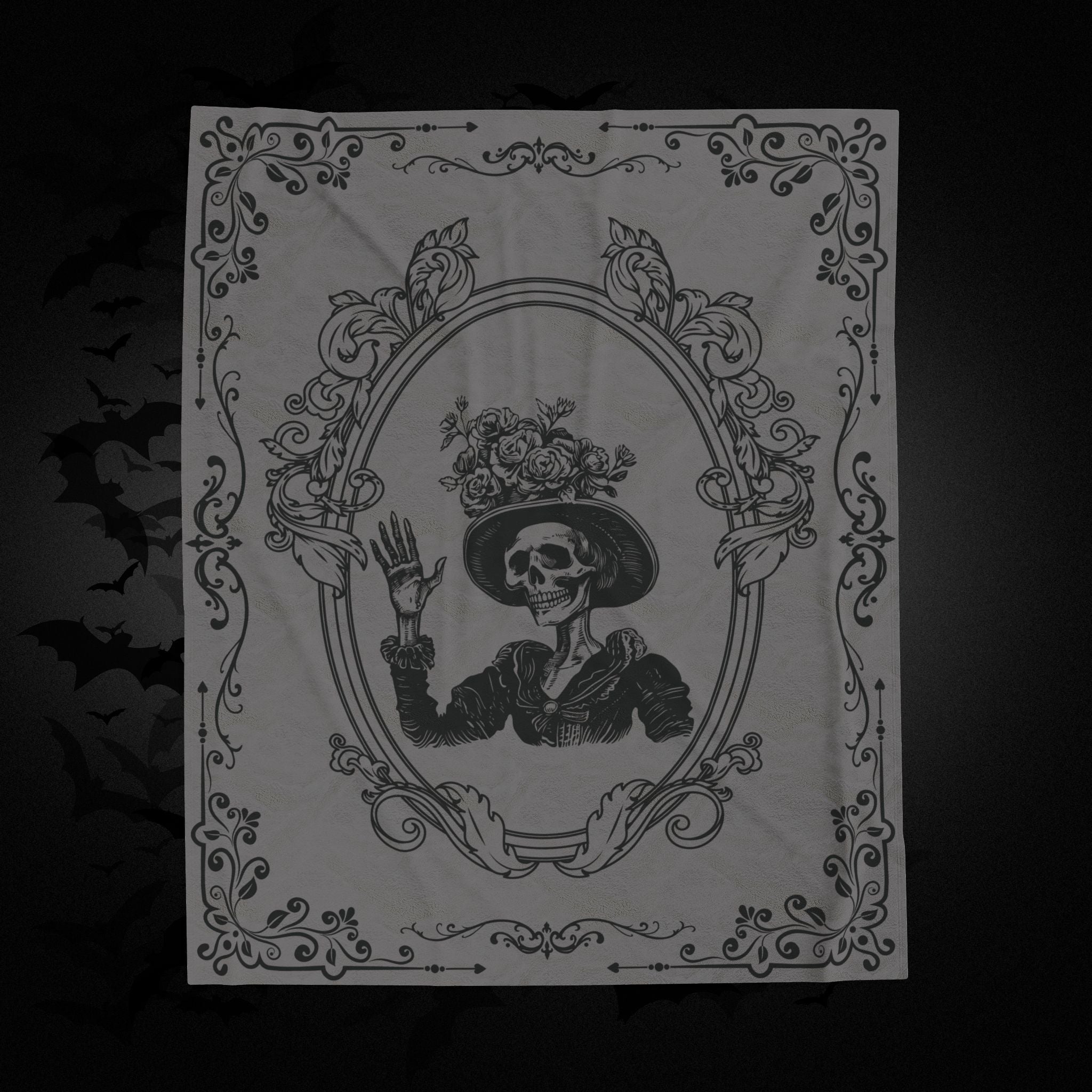 Victorian Skeleton Throw Blanket — Gothic Dark Academia Home Decor