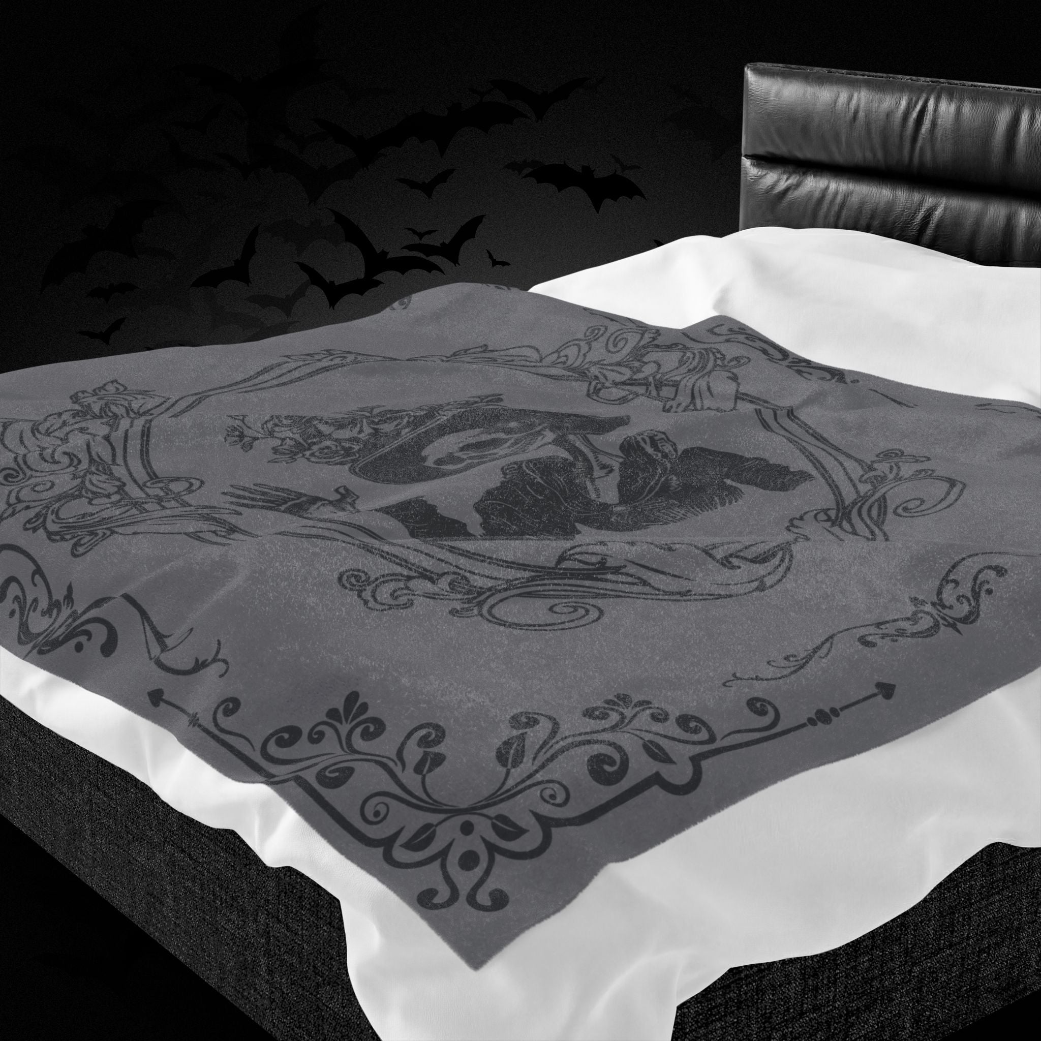 Victorian Skeleton Throw Blanket — Gothic Dark Academia Home Decor