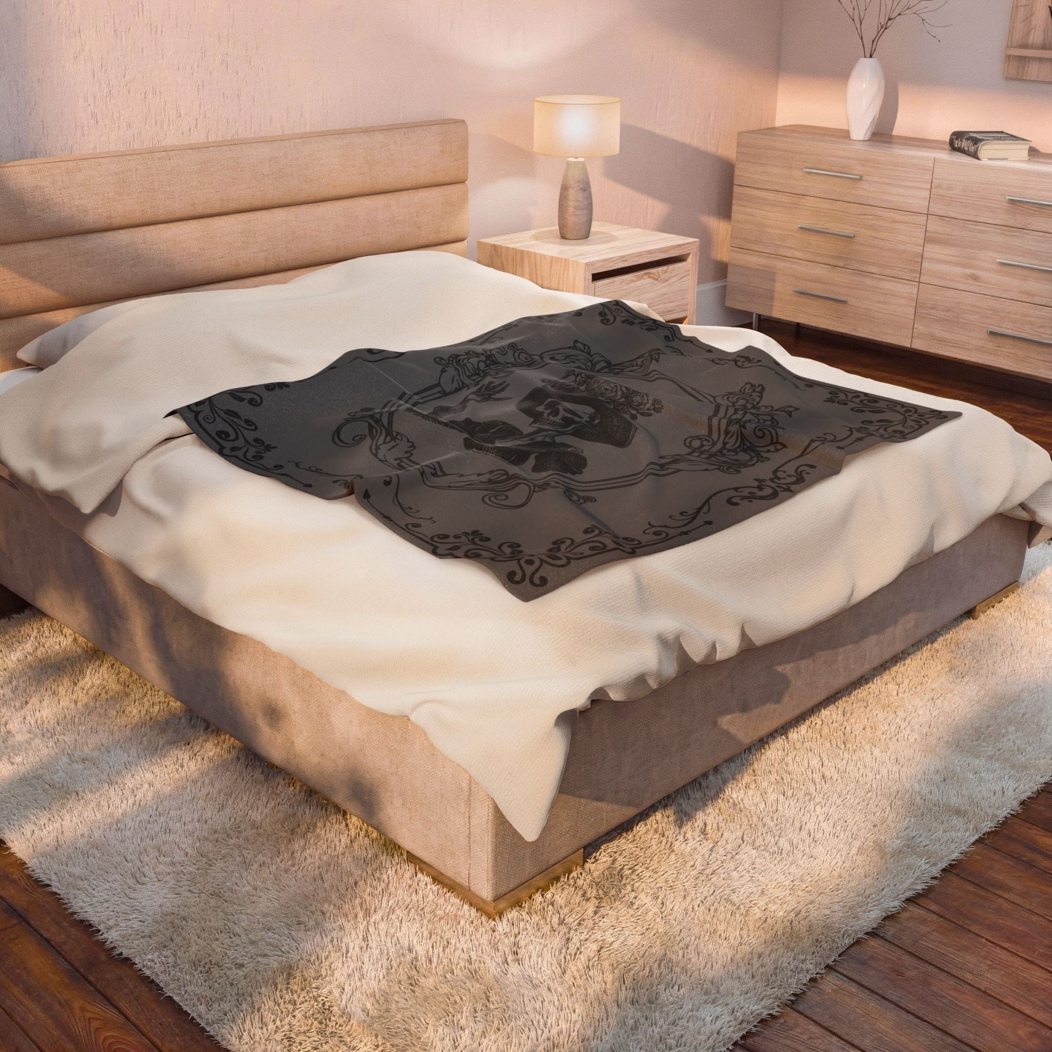 Victorian Skeleton Throw Blanket — Gothic Dark Academia Home Decor