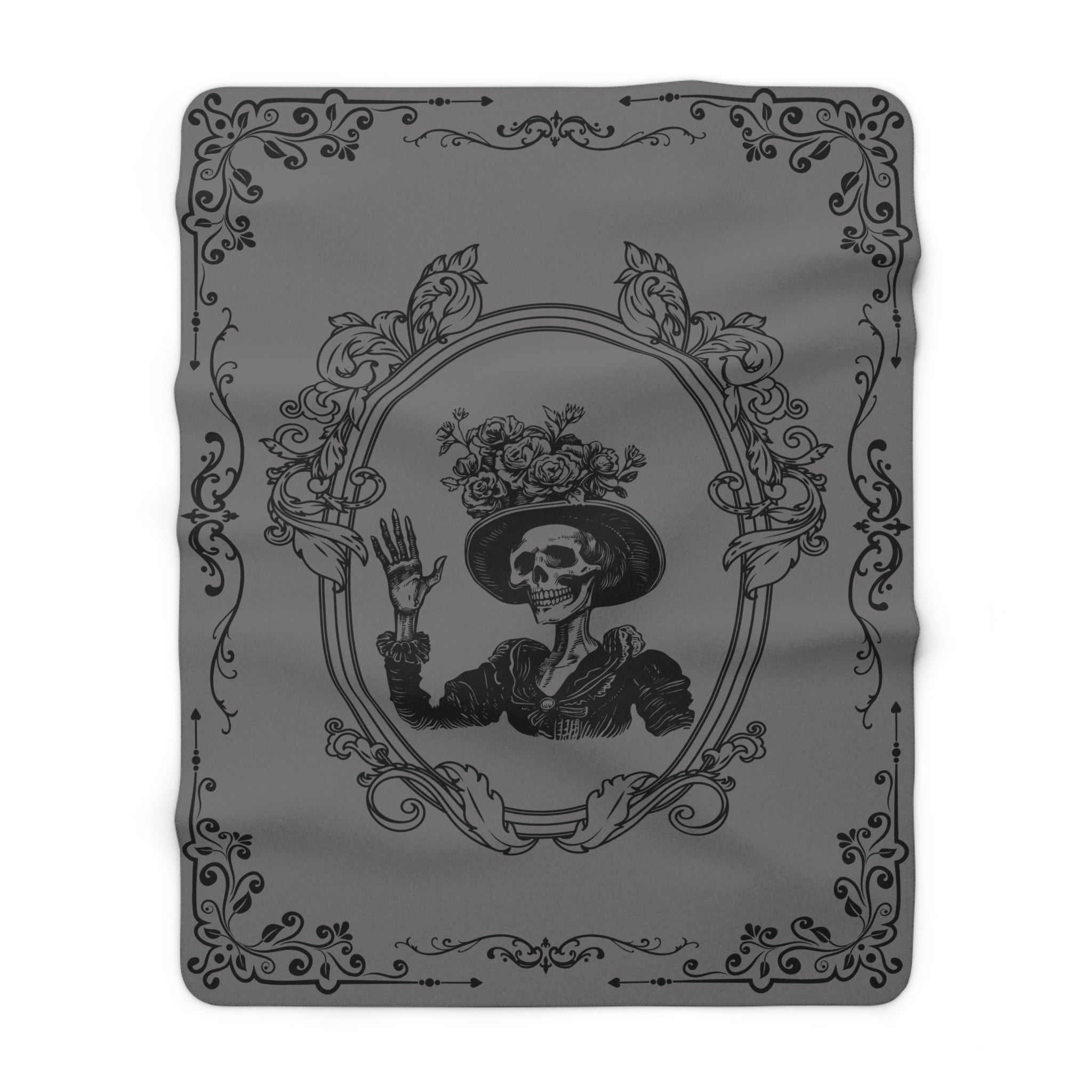Victorian Skeleton Throw Blanket — Gothic Dark Academia Home Decor