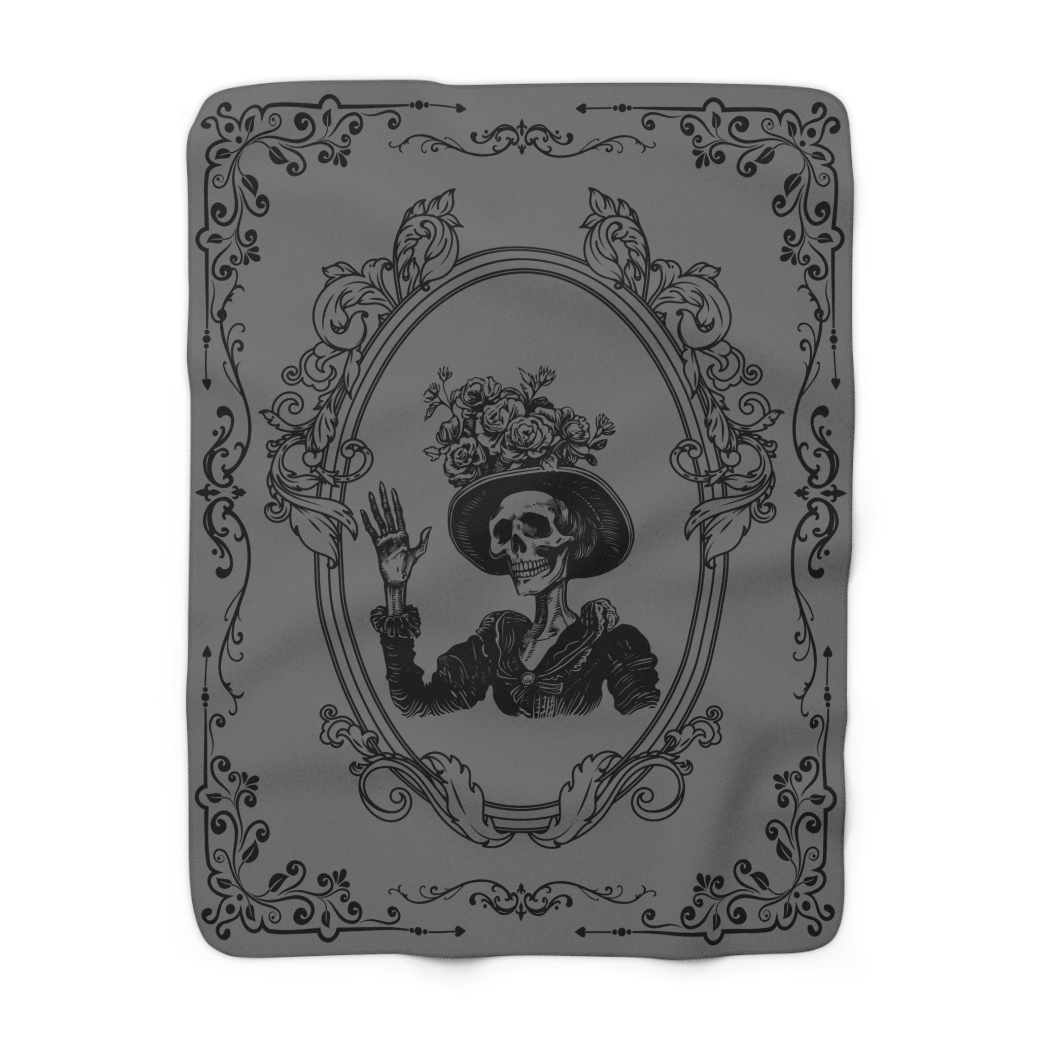 Victorian Skeleton Throw Blanket — Gothic Dark Academia Home Decor