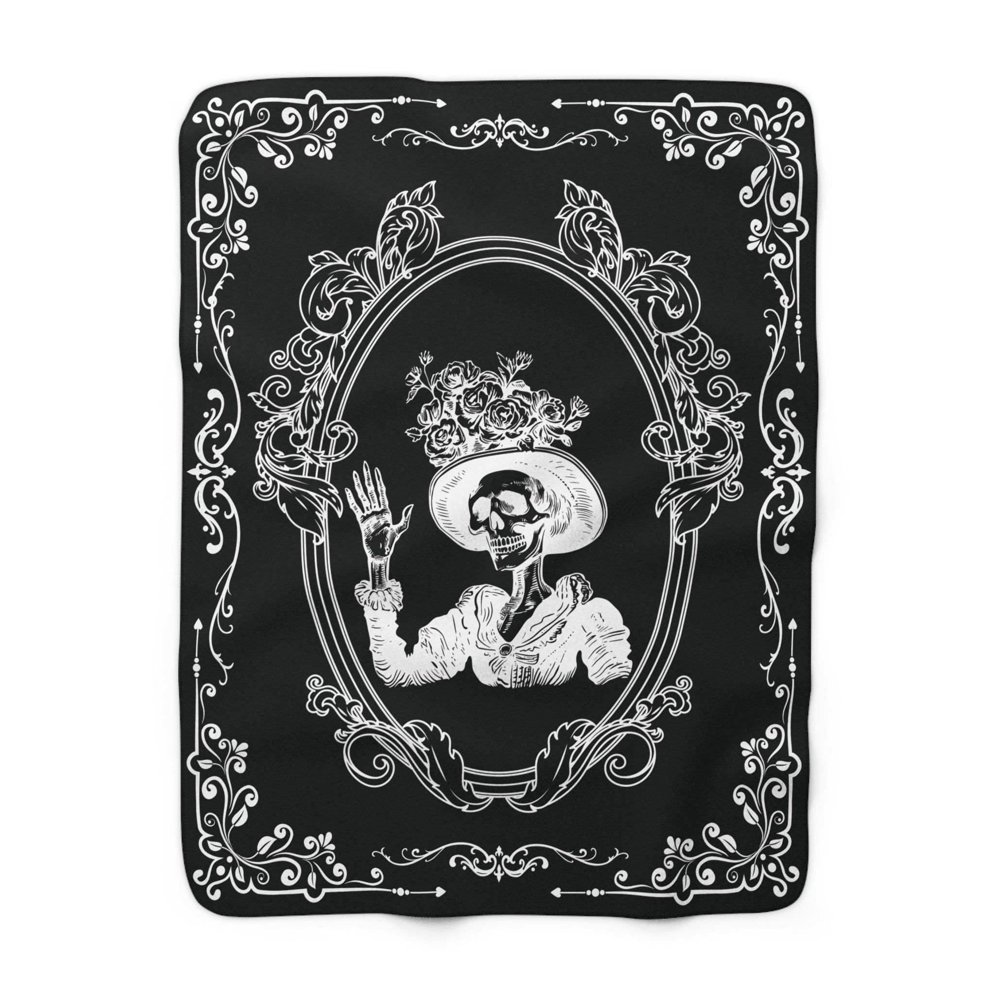 Victorian Skeleton Throw Blanket — Gothic Dark Academia Home Decor