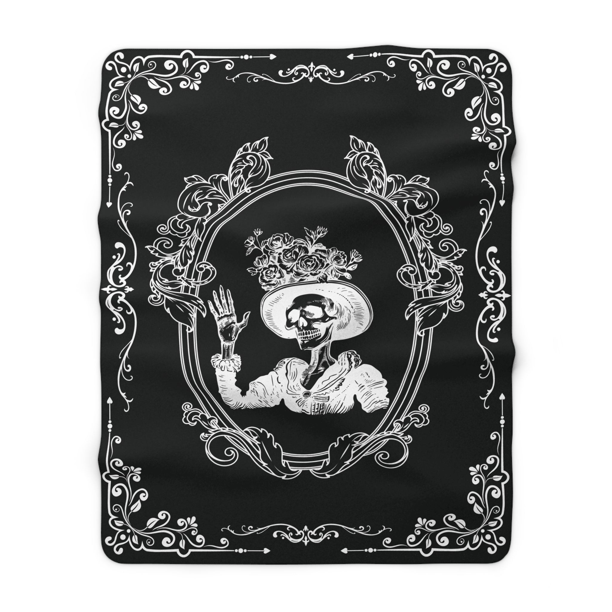 Victorian Skeleton Throw Blanket — Gothic Dark Academia Home Decor