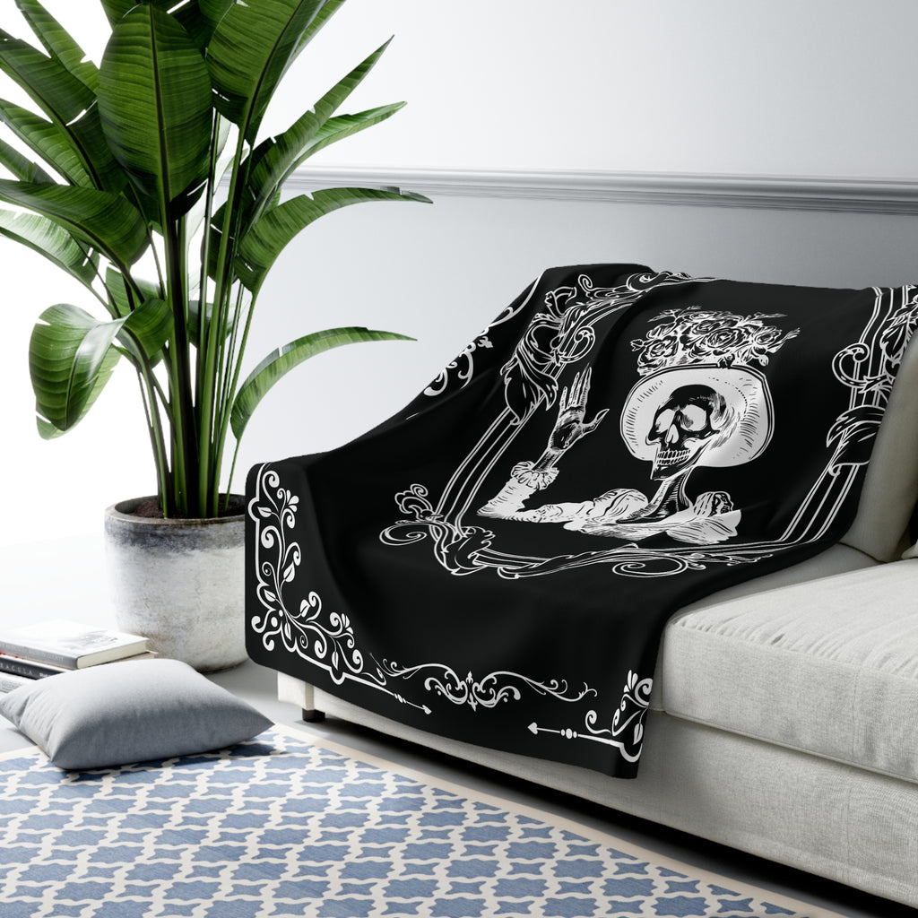 Victorian Skeleton Throw Blanket — Gothic Dark Academia Home Decor