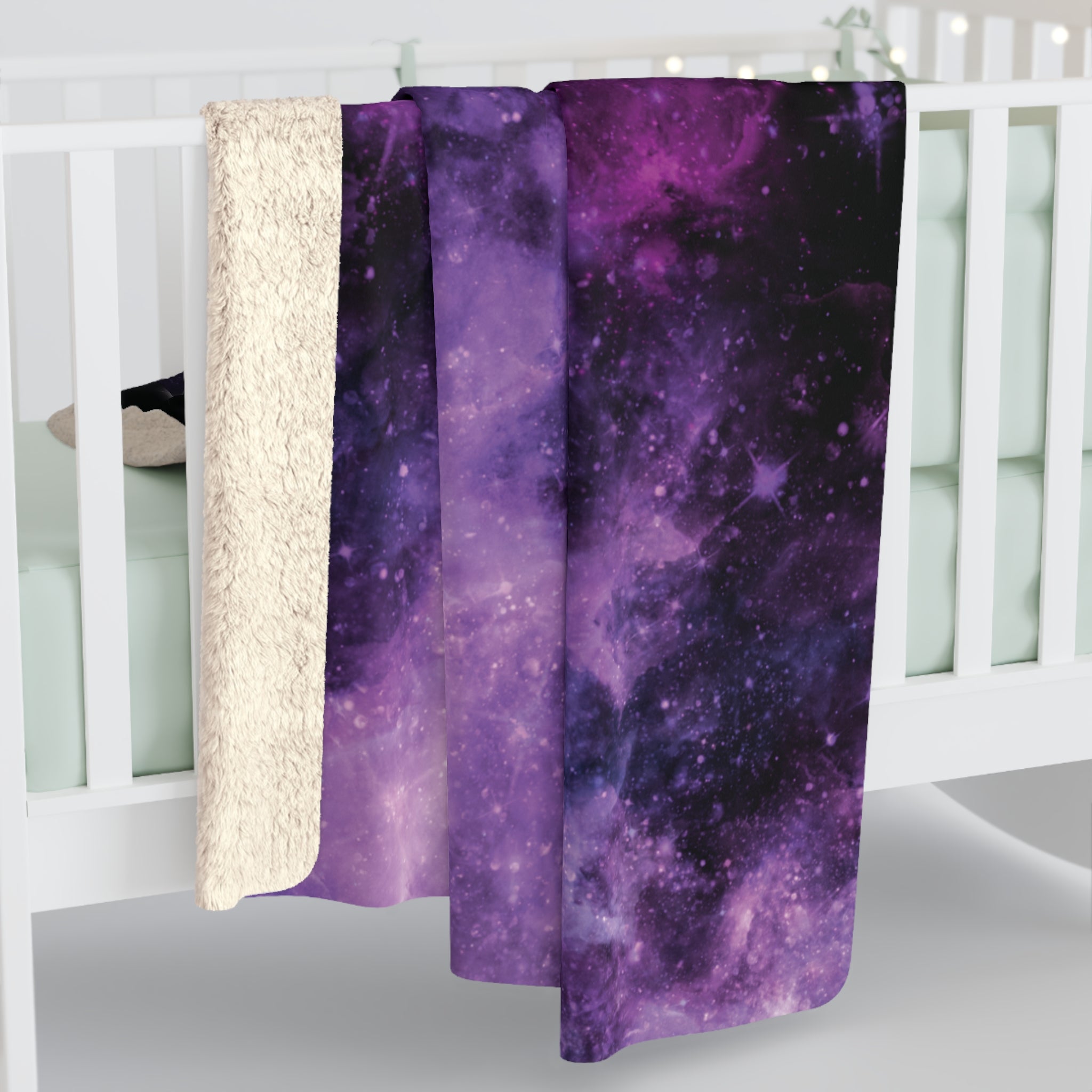 Pastel Goth Purple Galaxy Throw Blanket — Cosmic Nebula Home Decor