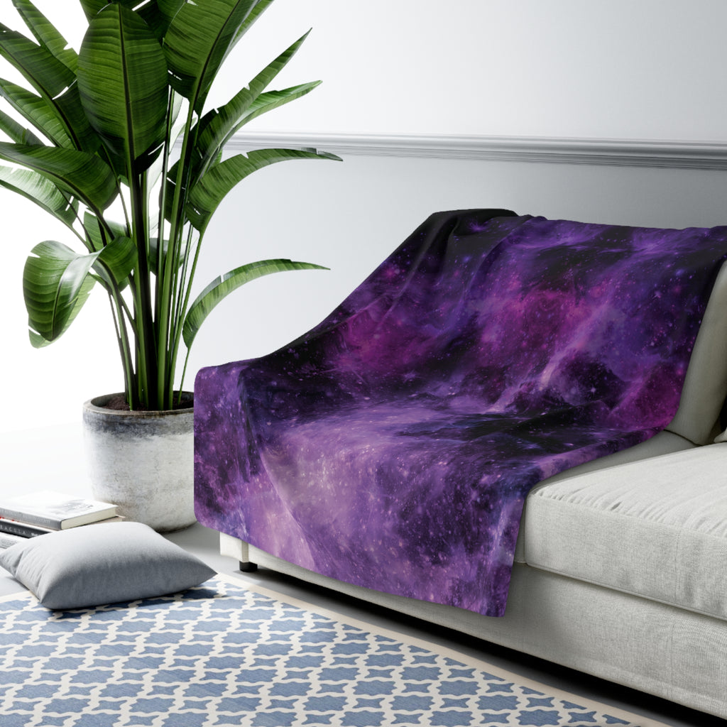 Pastel Goth Purple Galaxy Throw Blanket — Cosmic Nebula Home Decor