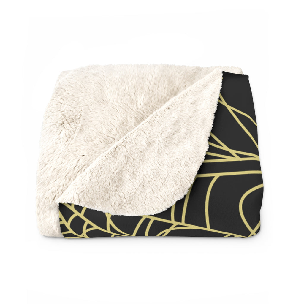 Gothic Gold Moon Skull Throw Blanket — Moonlit Halloween Home Decor