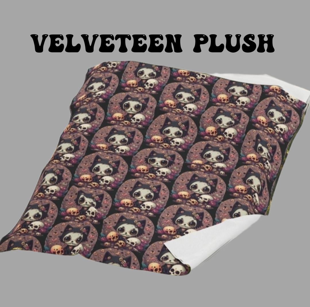 Kawaii Skull Cat Throw Blanket — Creepy Cute Gothic Home Decor
