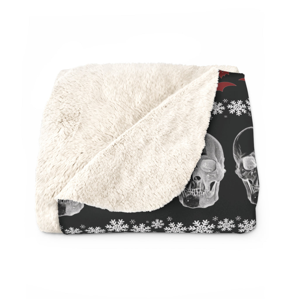 Merry Creepmas Print Throw Blanket — Gothic Holiday Home Decor
