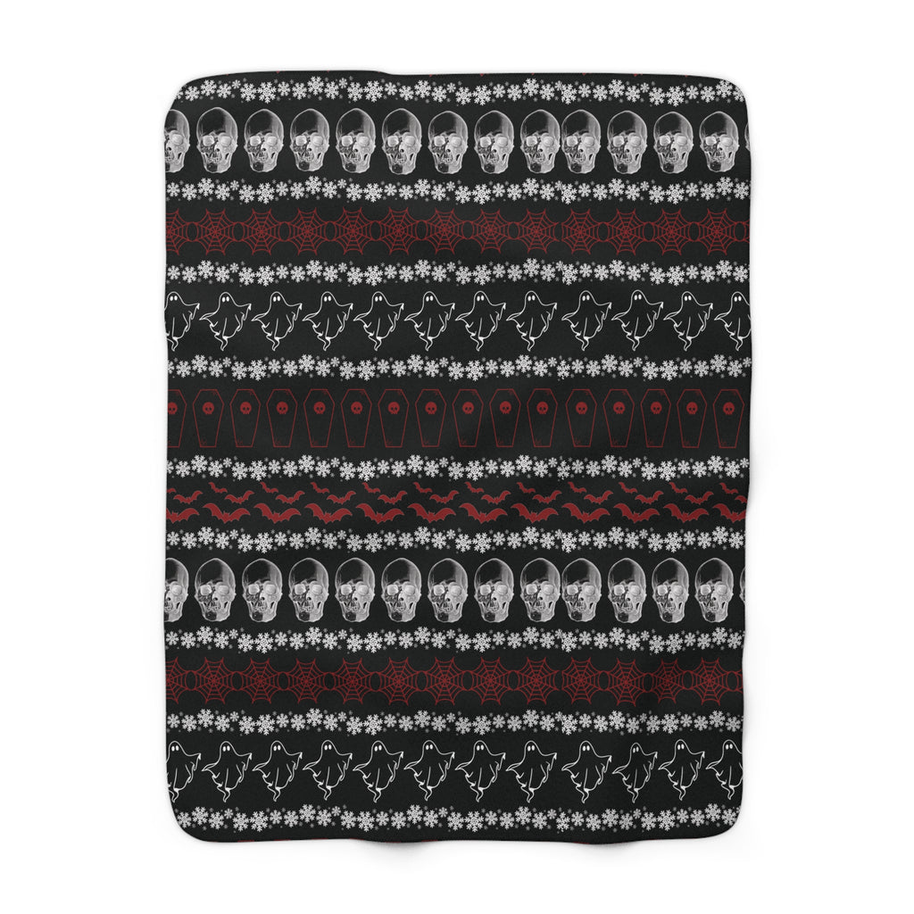 Merry Creepmas Print Throw Blanket — Gothic Holiday Home Decor