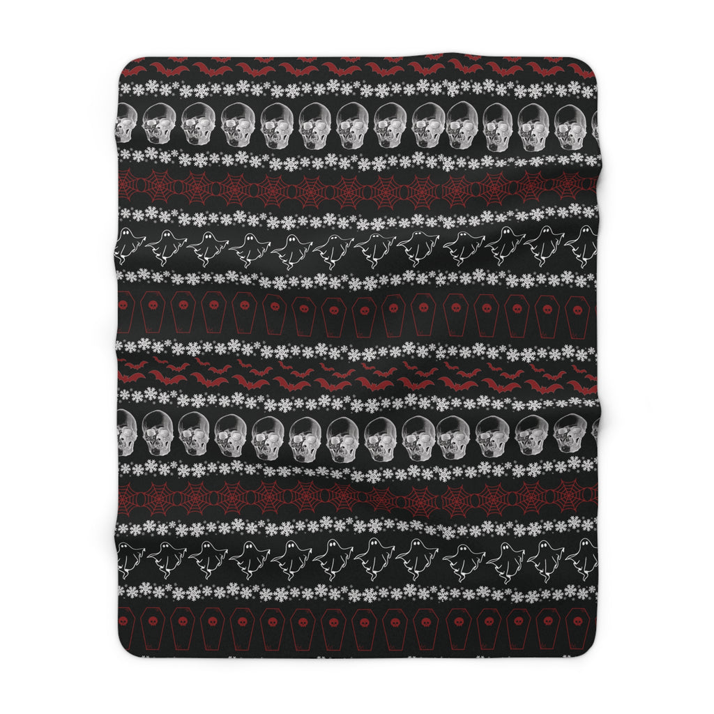 Merry Creepmas Print Throw Blanket — Gothic Holiday Home Decor
