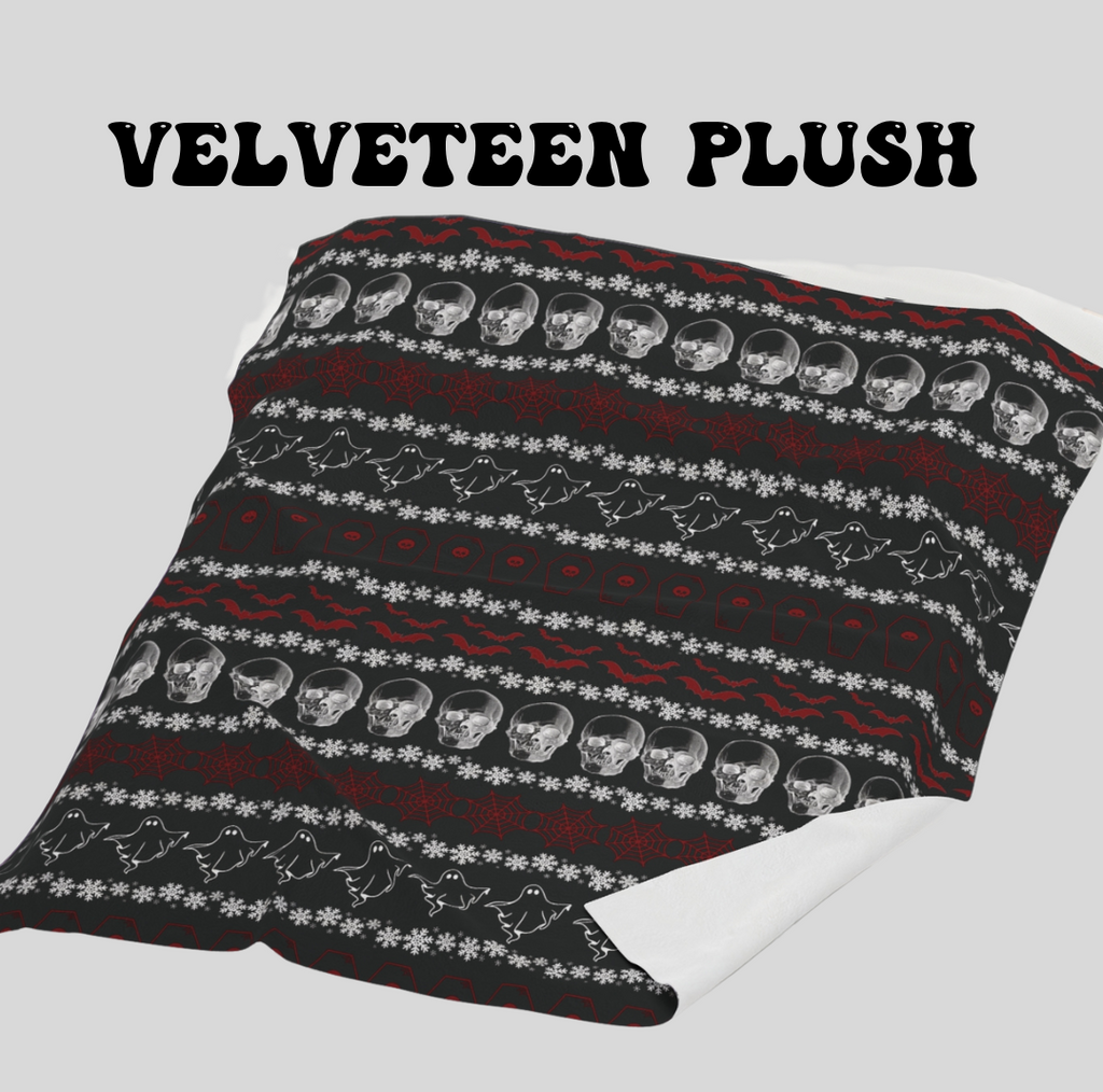 Merry Creepmas Print Throw Blanket — Gothic Holiday Home Decor