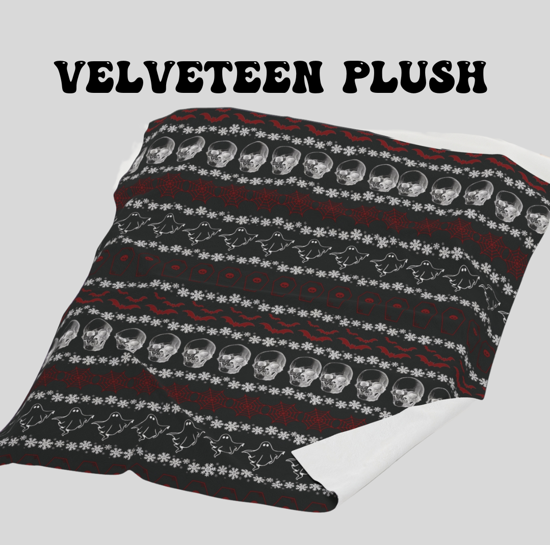 Merry Creepmas Print Throw Blanket — Gothic Holiday Home Decor