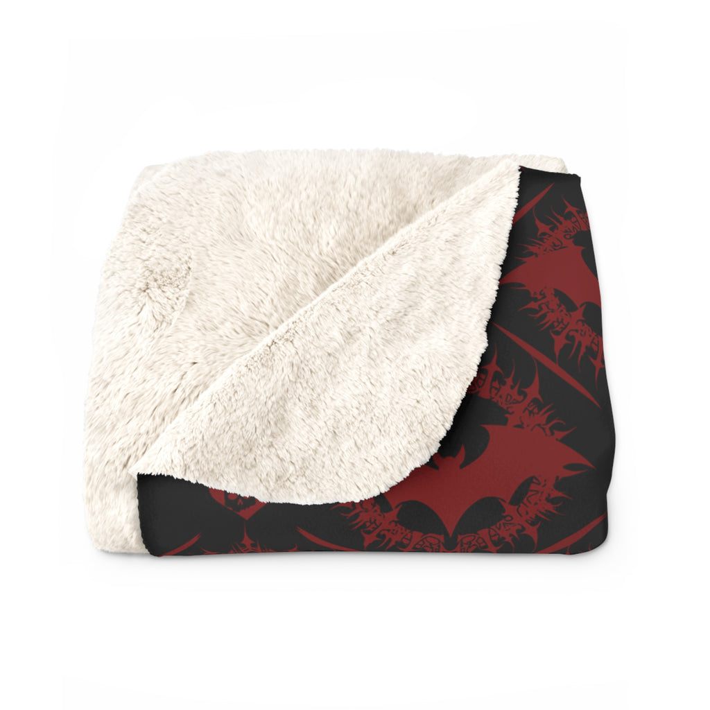 Gothic Bat & Skull Heart Throw Blanket — Dark Romance Home Decor