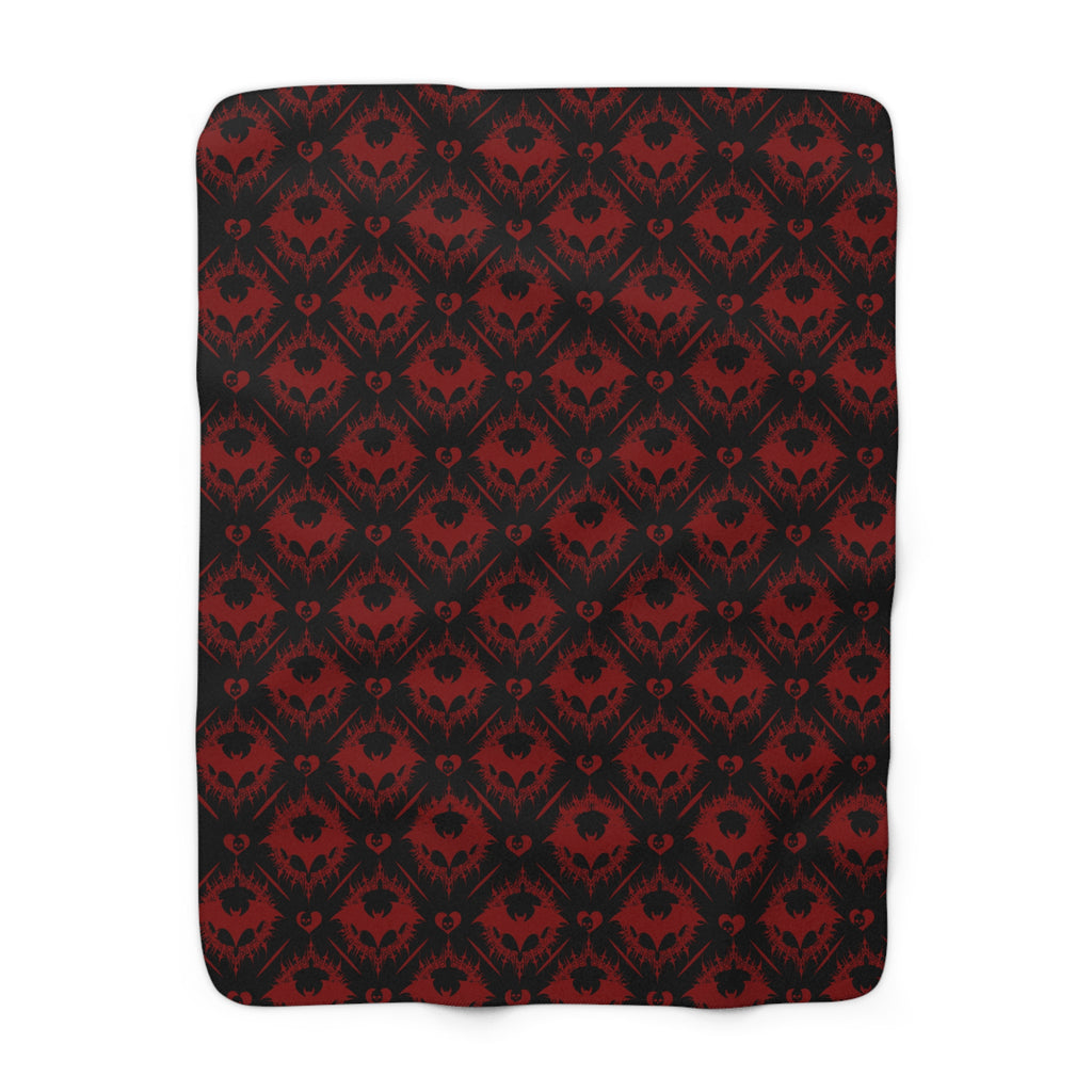 Gothic Bat & Skull Heart Throw Blanket — Dark Romance Home Decor