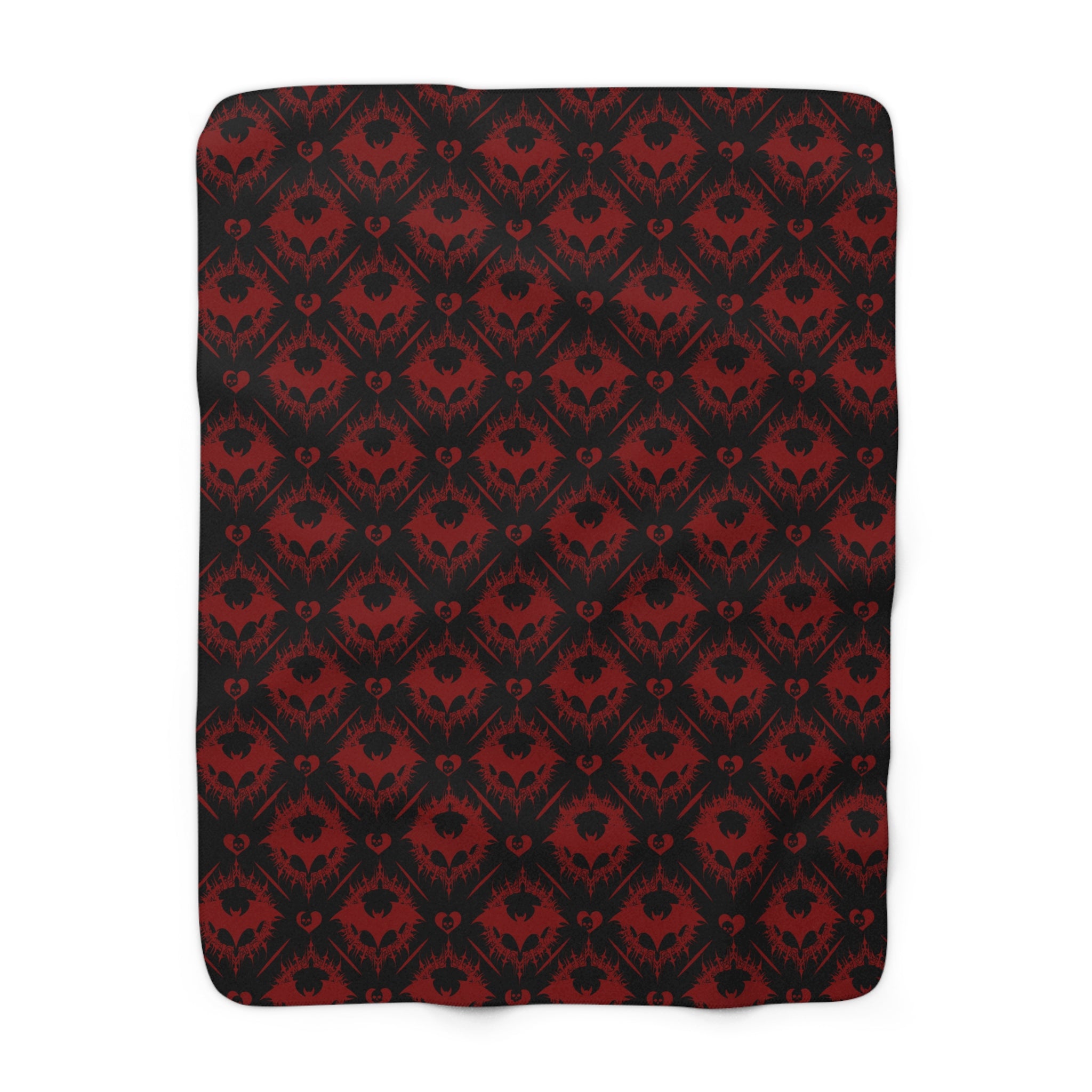 Gothic Bat & Skull Heart Throw Blanket — Dark Romance Home Decor