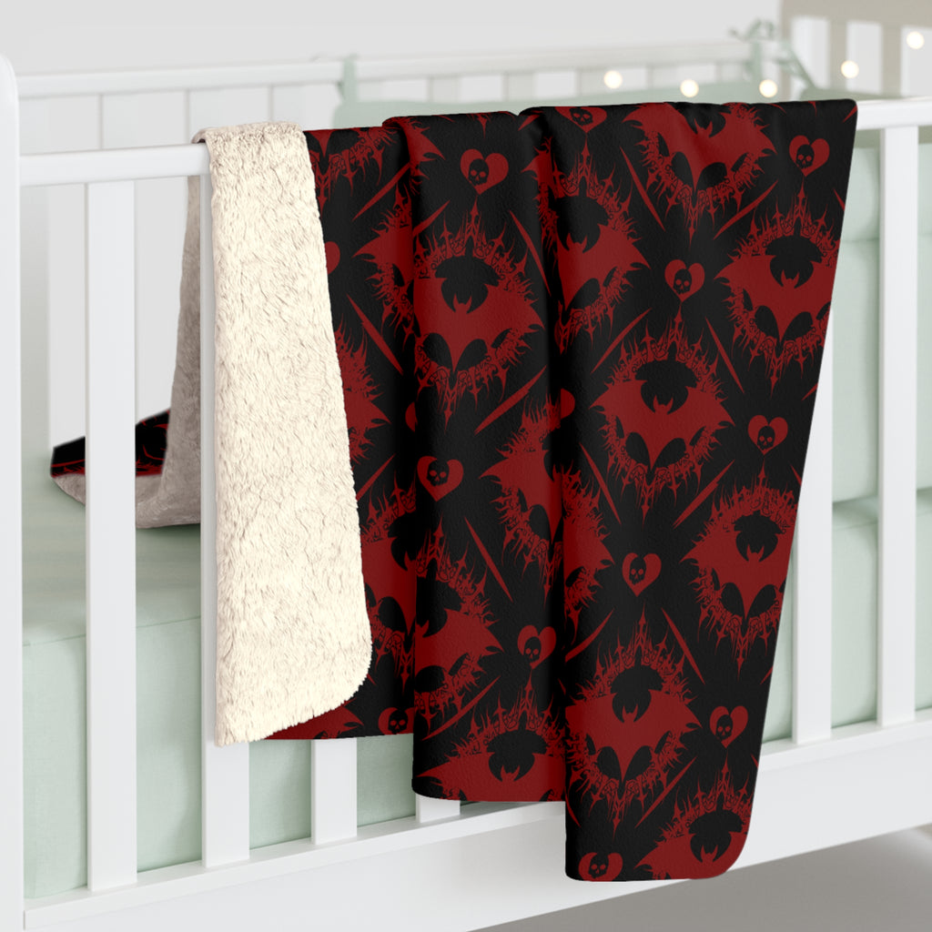 Gothic Bat & Skull Heart Throw Blanket — Dark Romance Home Decor