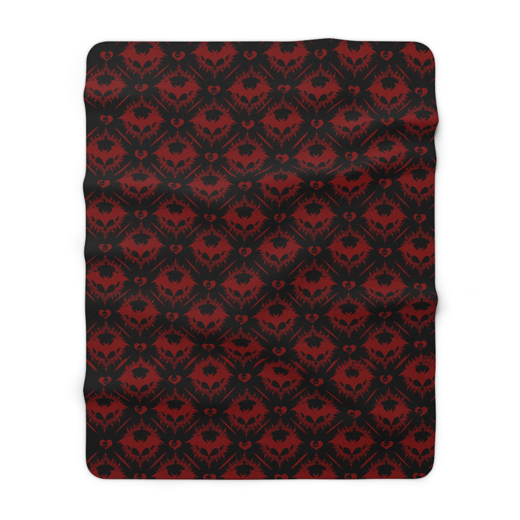 Gothic Bat & Skull Heart Throw Blanket — Dark Romance Home Decor