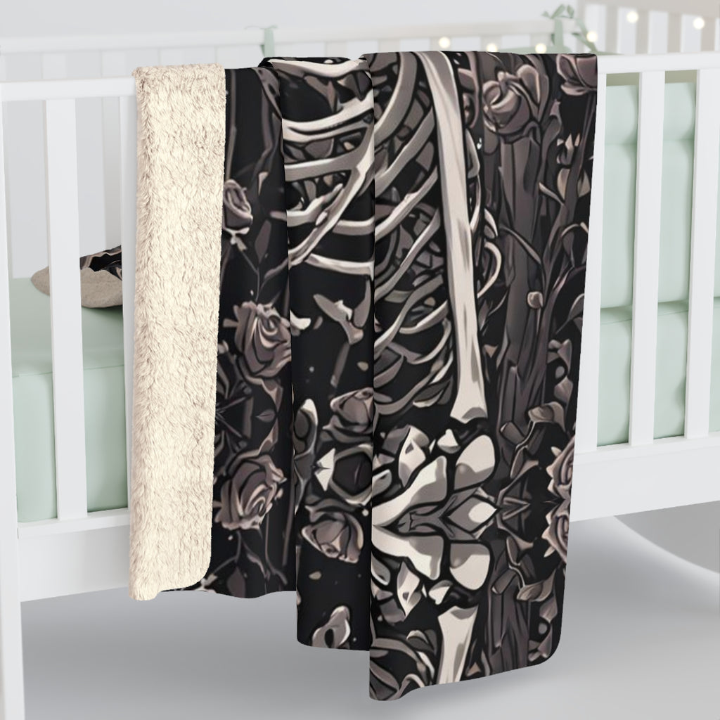 Gothic Skeletons in Love Throw Blanket — Dark Romance Valloween Decor