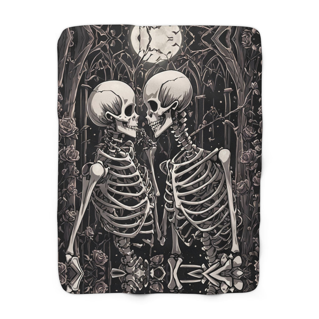 Gothic Skeletons in Love Throw Blanket — Dark Romance Valloween Decor