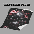 Pastel Goth Black & Pink Botanical Skull Throw Blanket — Dark Floral Home Decor