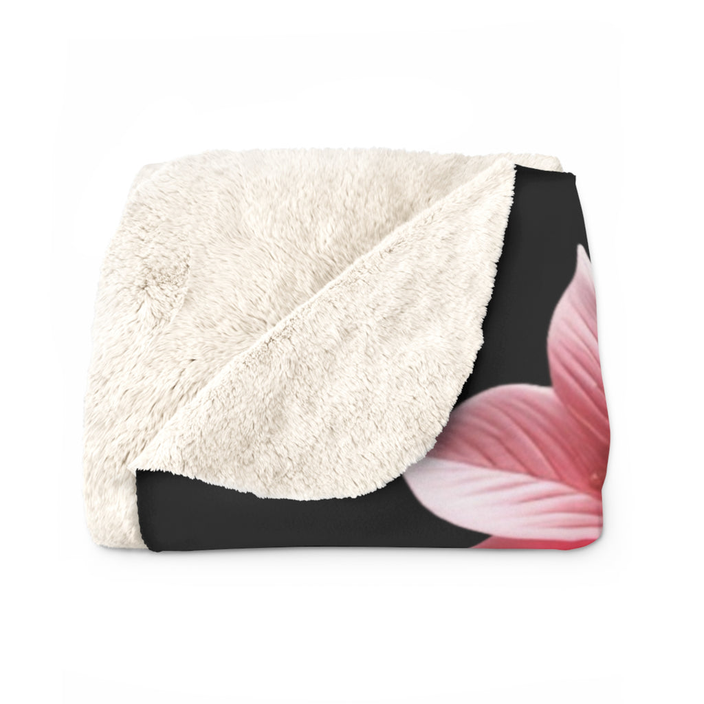 Pastel Goth Black & Pink Botanical Skull Throw Blanket — Dark Floral Home Decor