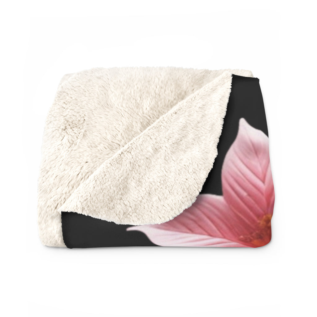 Pastel Goth Black & Pink Botanical Skull Throw Blanket — Dark Floral Home Decor