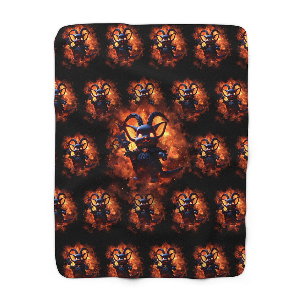 Whimsigoth Chibi Baphomet Throw Blanket — Gothic Occult Home Decor