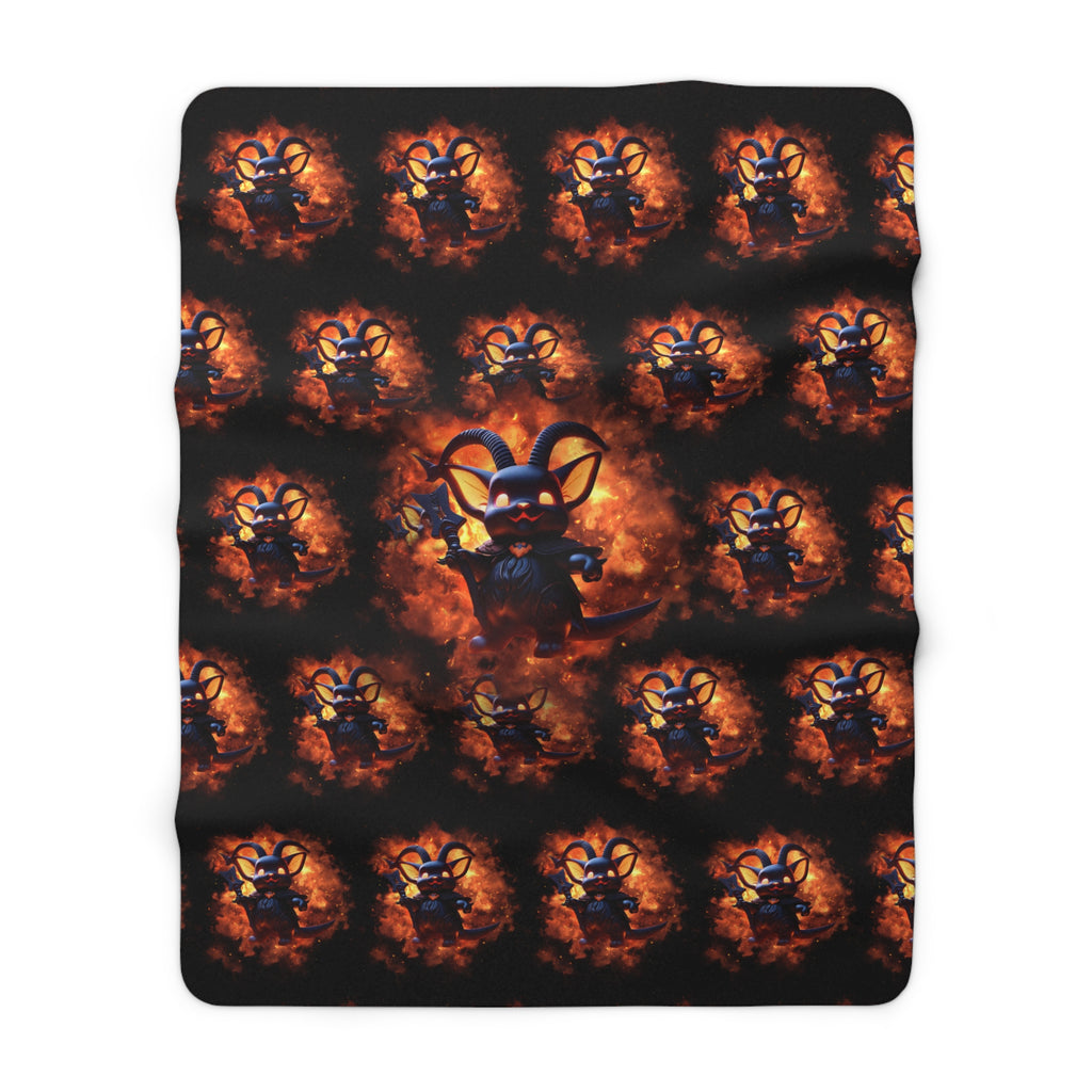 Whimsigoth Chibi Baphomet Throw Blanket — Gothic Occult Home Decor