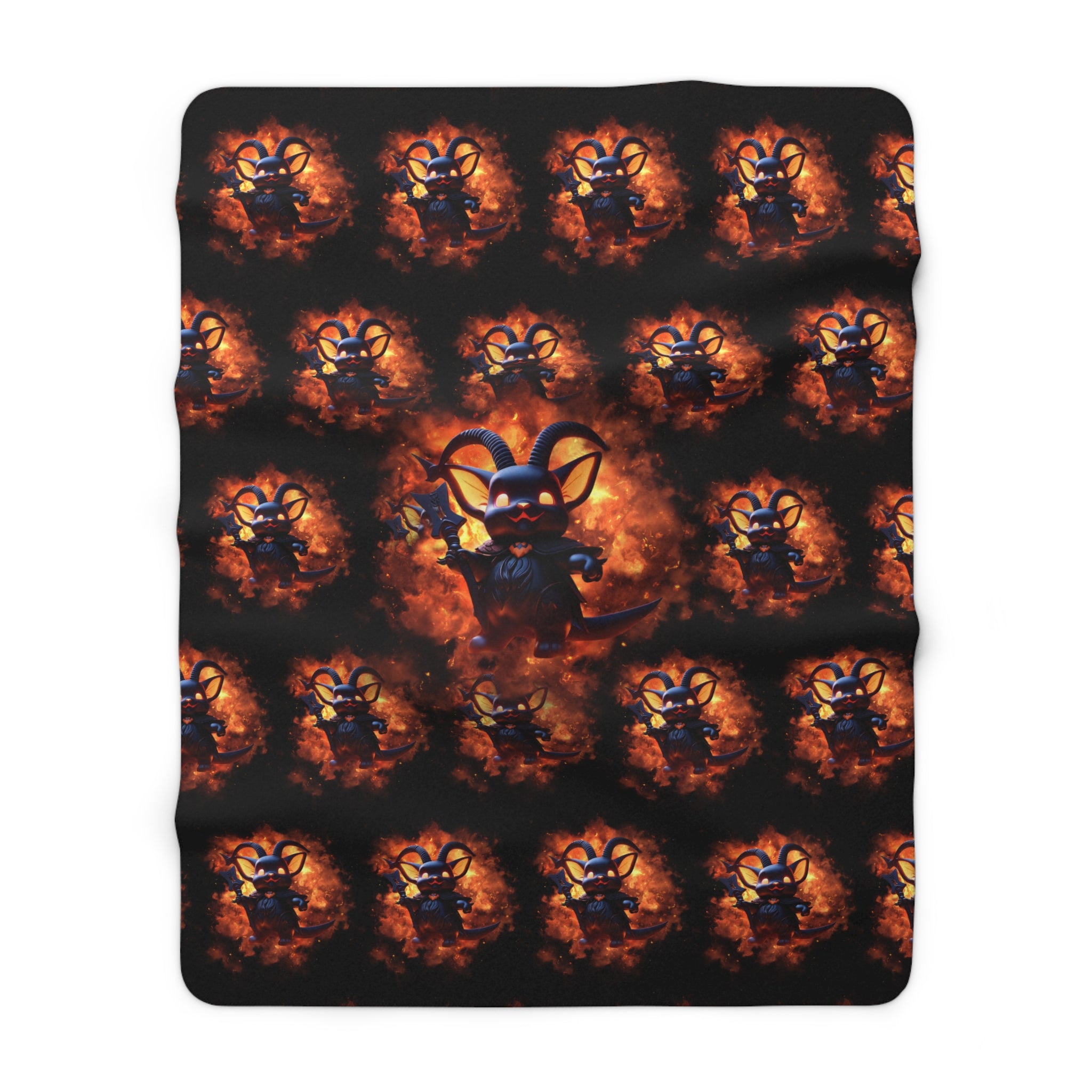 Whimsigoth Chibi Baphomet Throw Blanket — Gothic Occult Home Decor