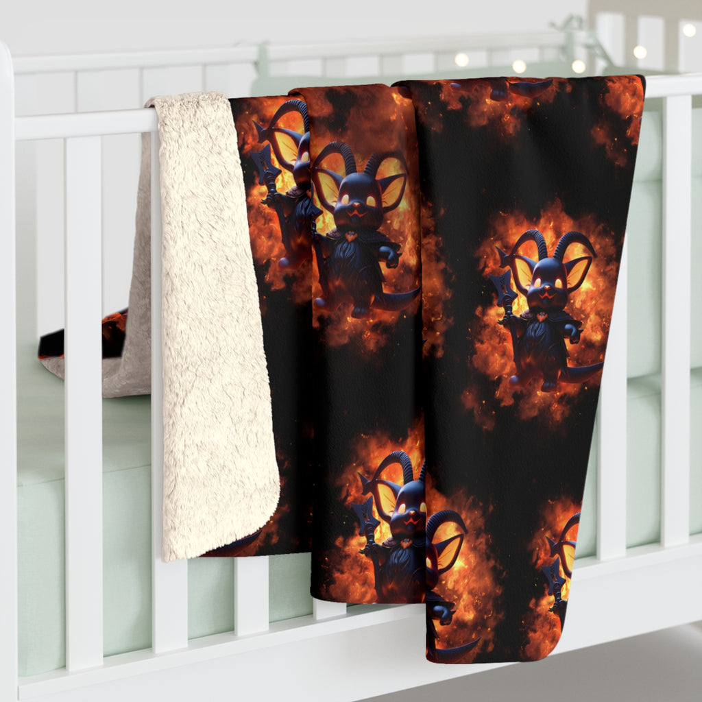 Whimsigoth Chibi Baphomet Throw Blanket — Gothic Occult Home Decor
