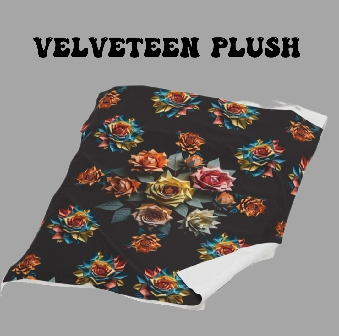 Gothic Origami Rose Throw Blanket — Dark Floral Home Decor