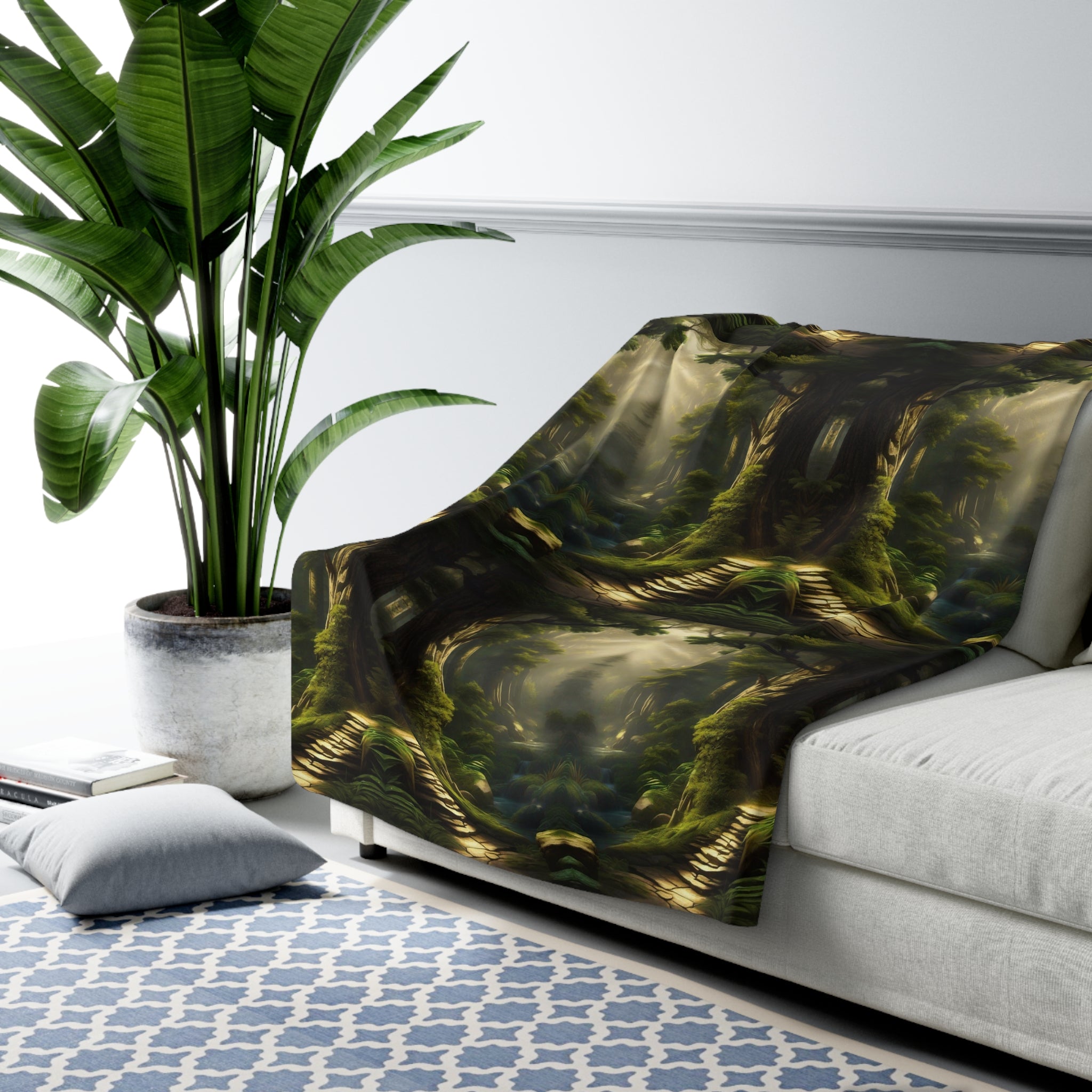 Mystical Forest Throw Blanket — Dark Cottagecore Woodland Home Decor