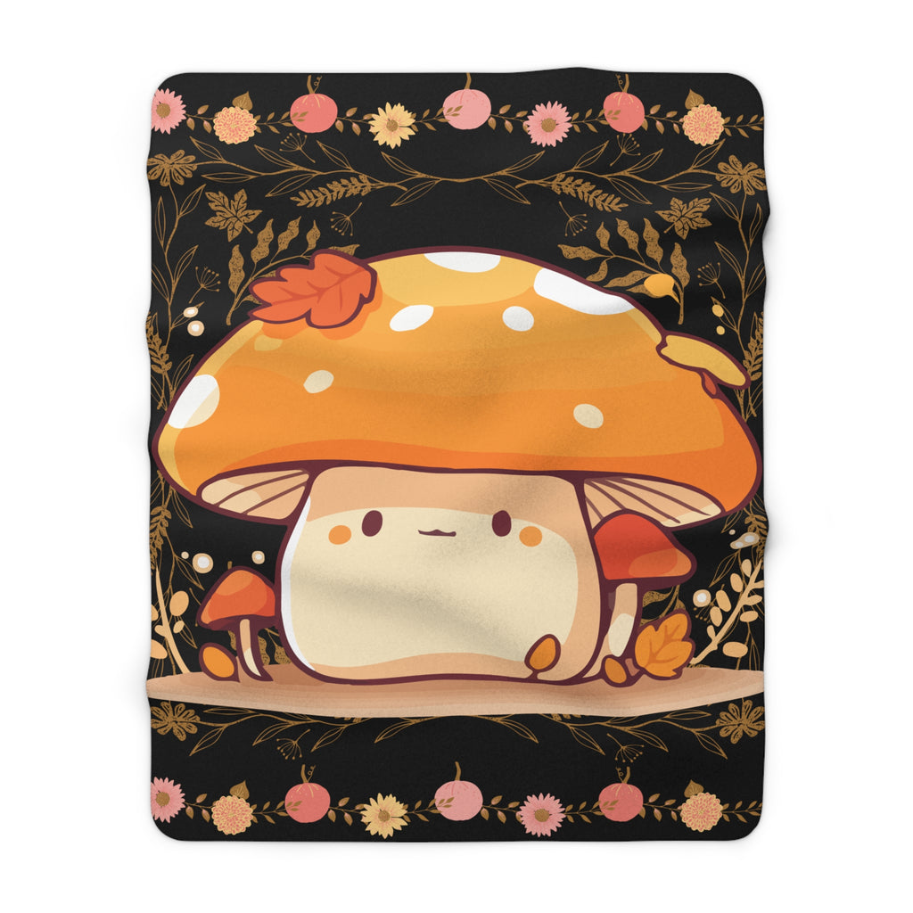Dark Cottagecore Kawaii Mushroom Throw Blanket — Cozy Autumn Home Decor