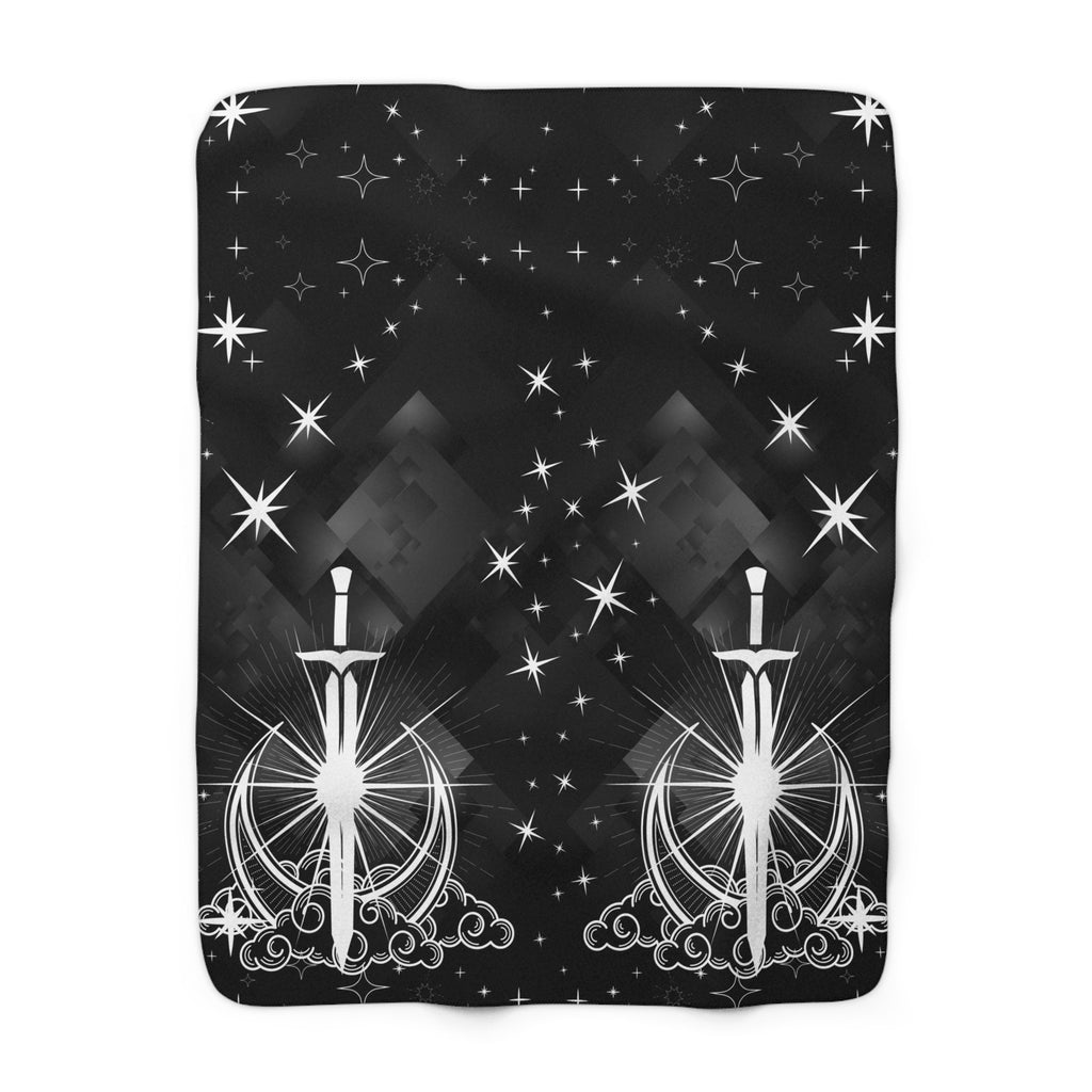 Gothic Moon Sword Blanket: Celestial Velveteen or Sherpa Throw