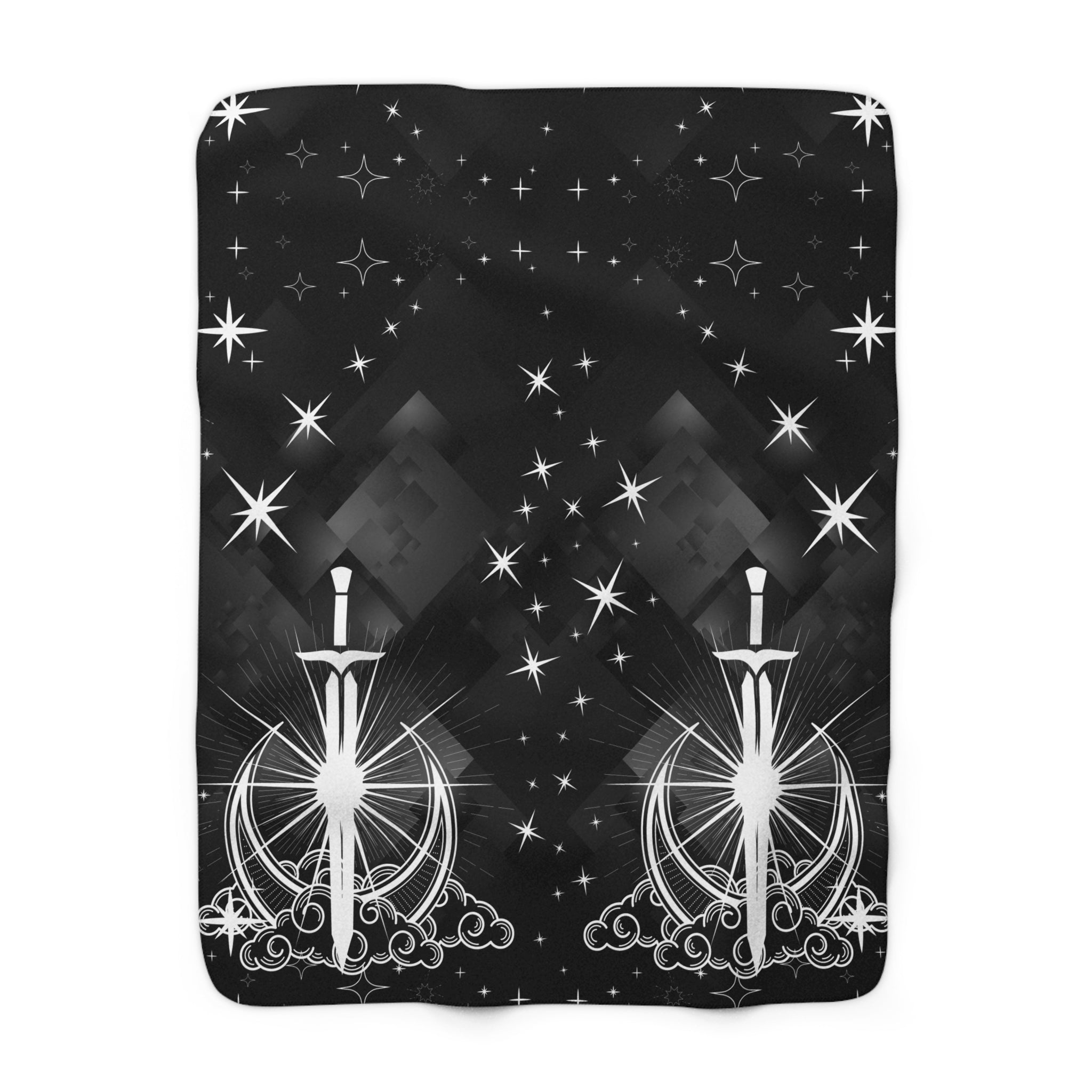 Gothic Moon Sword Blanket: Celestial Velveteen or Sherpa Throw