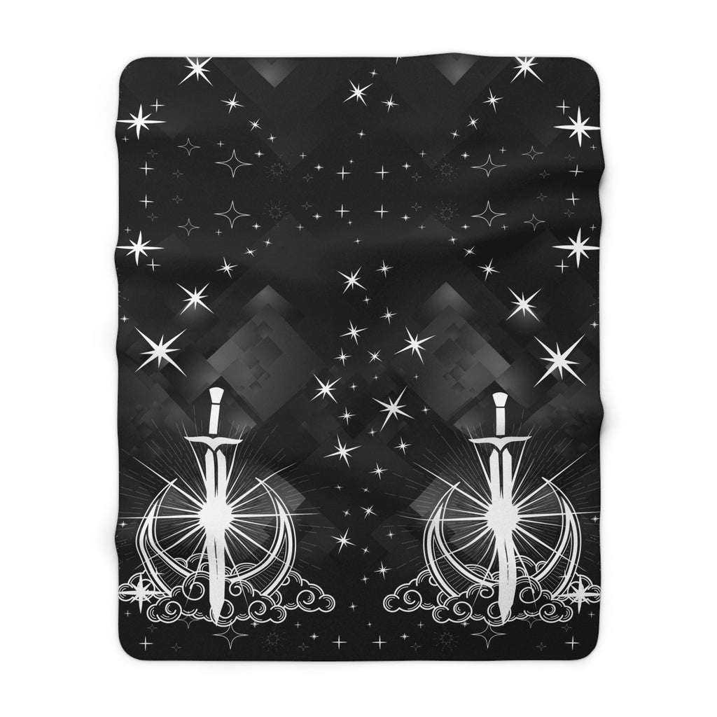 Gothic Moon Sword Blanket: Celestial Velveteen or Sherpa Throw
