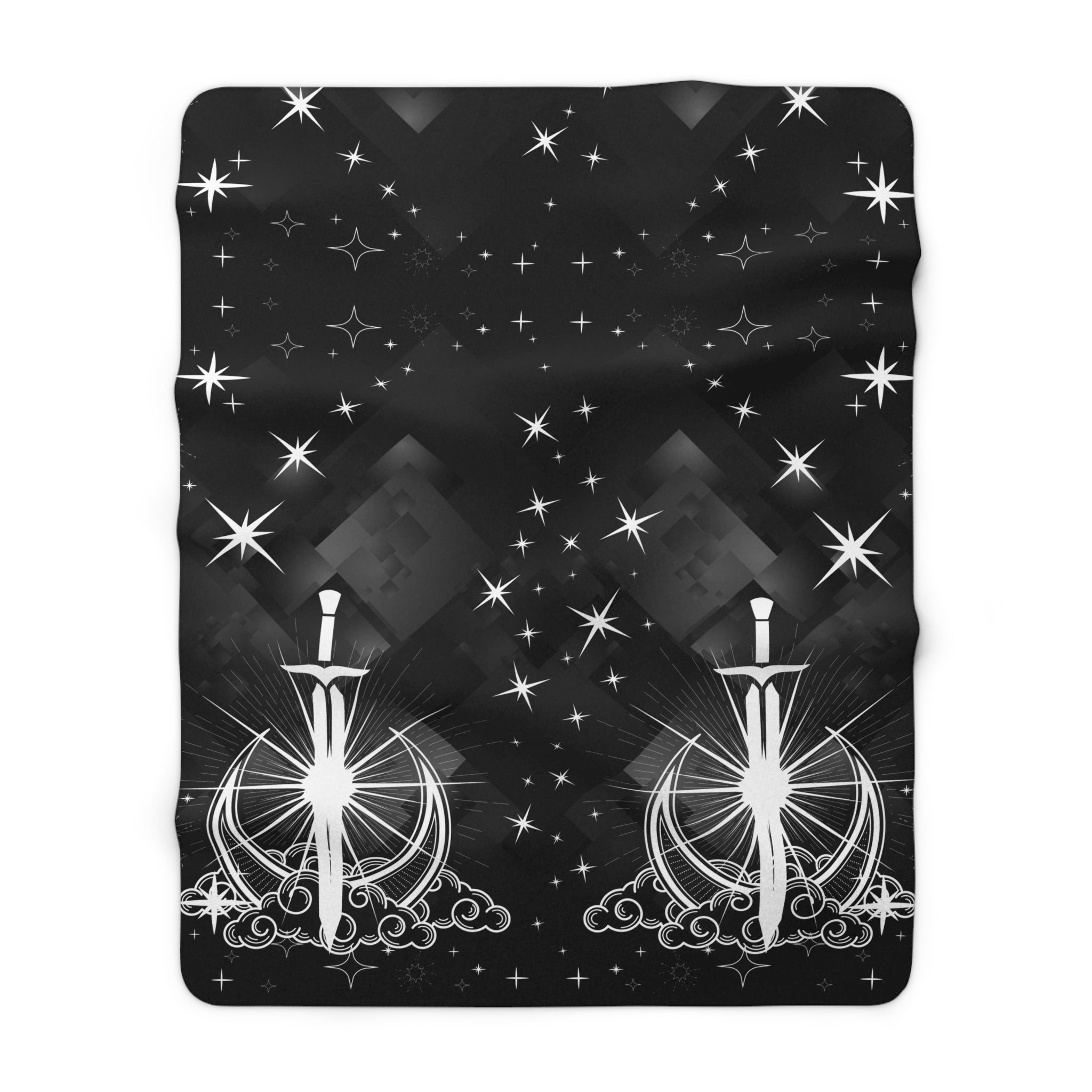Gothic Moon Sword Blanket: Celestial Velveteen or Sherpa Throw