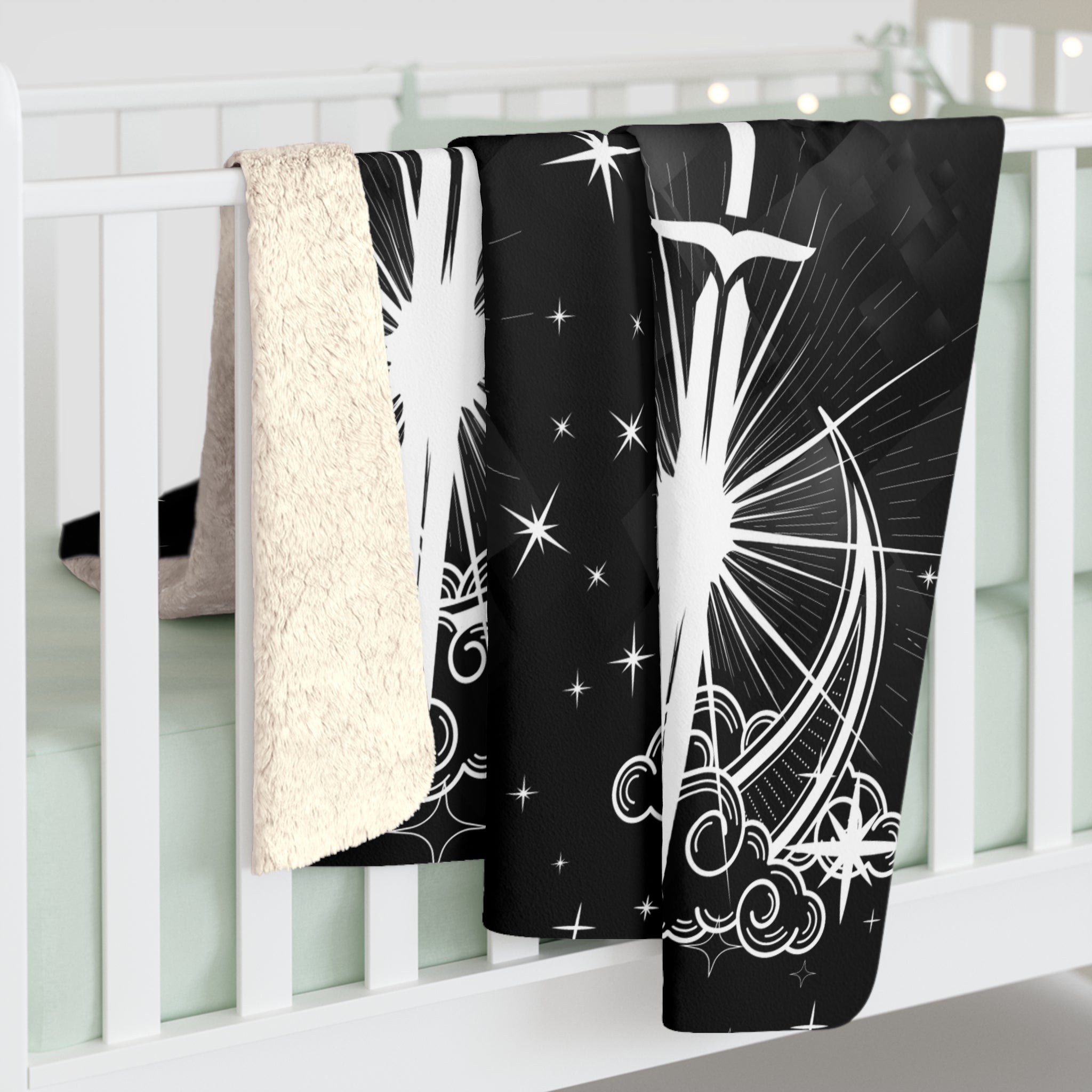 Gothic Moon Sword Blanket: Celestial Velveteen or Sherpa Throw