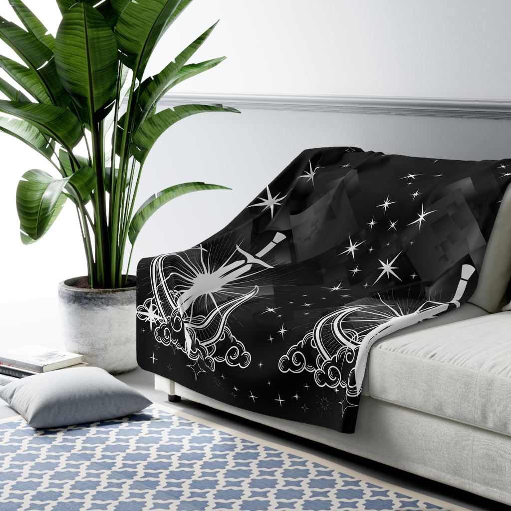 Gothic Moon Sword Blanket: Celestial Velveteen or Sherpa Throw