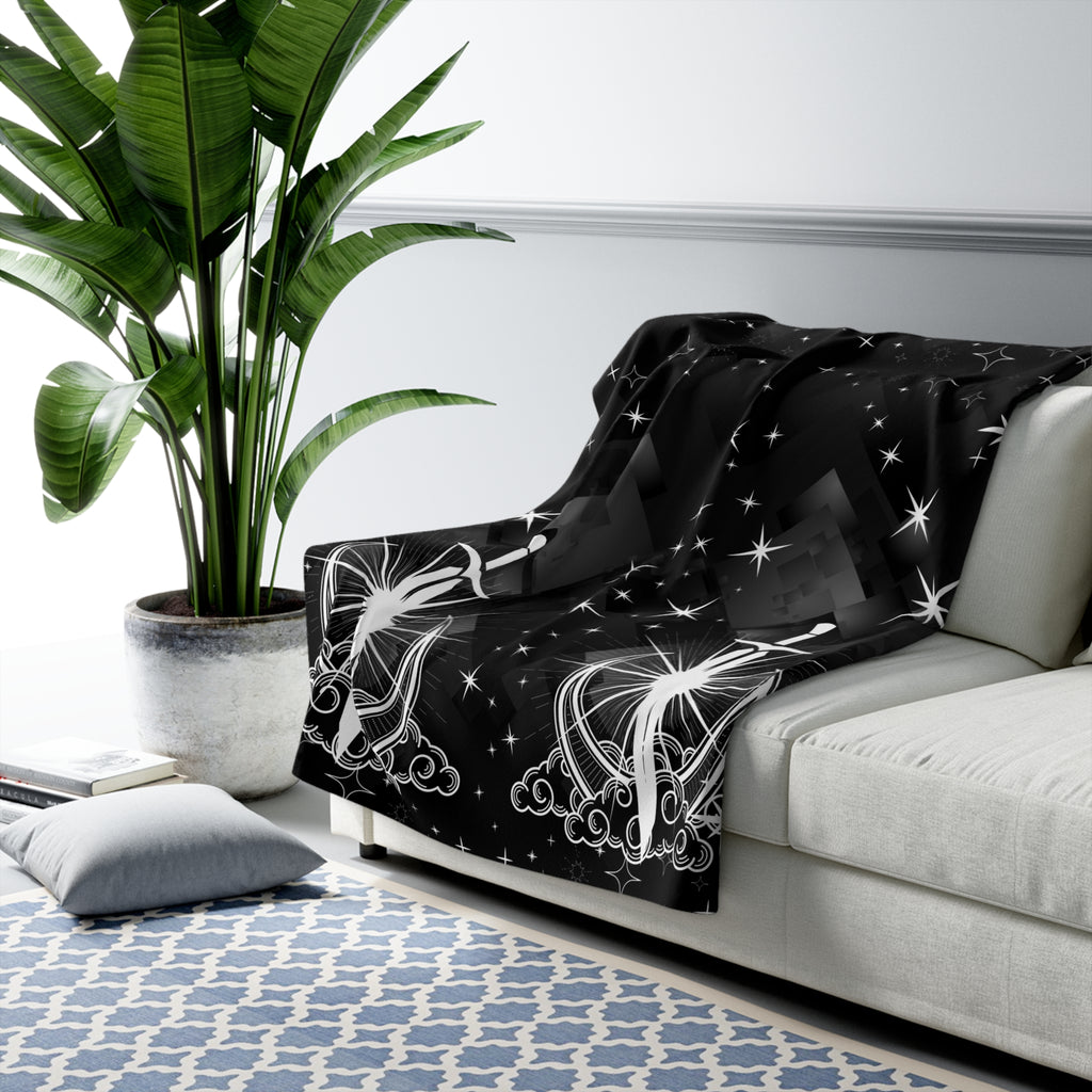 Gothic Moon Sword Blanket: Celestial Velveteen or Sherpa Throw