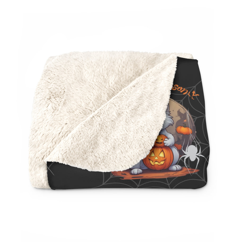 Spooky Season Cat Halloween Throw Blanket — Pumpkin Gothic Home Decor
