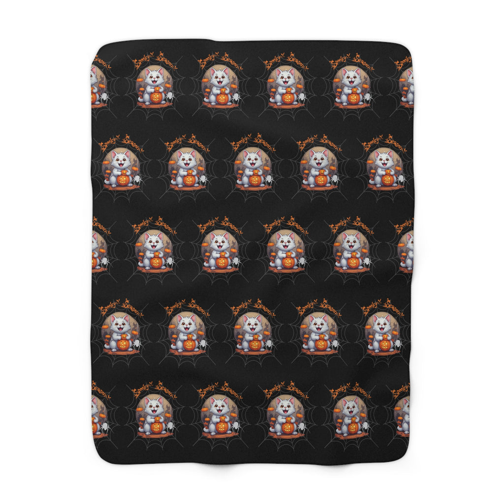 Spooky Season Cat Halloween Throw Blanket — Pumpkin Gothic Home Decor