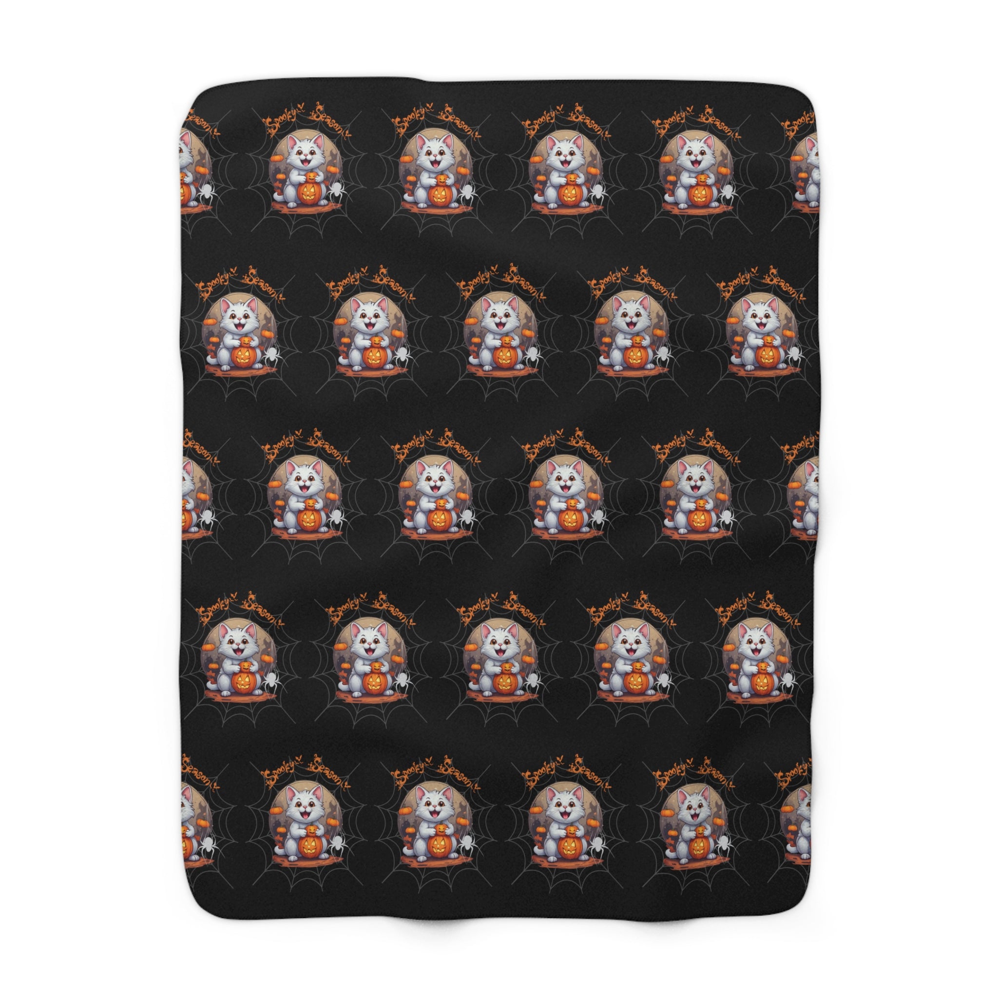 Spooky Season Cat Halloween Throw Blanket — Pumpkin Gothic Home Decor